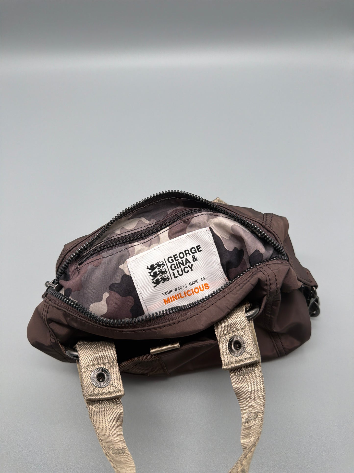 George Gina & Lucy Archive "Minilicious" Nylon Mini Bag - Brown / Earth Tones