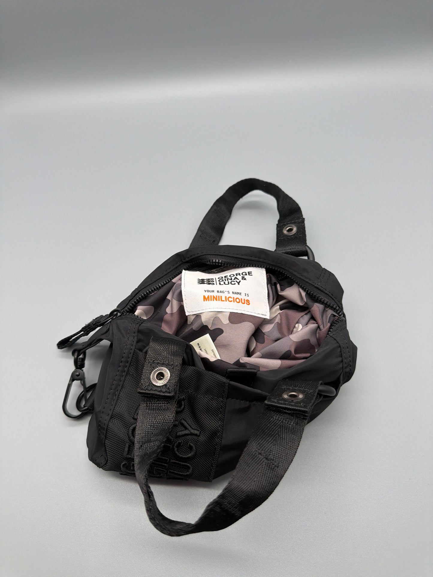 George Gina & Lucy Archive "Minilicious" Mini Bag - All Black / Camo Lining