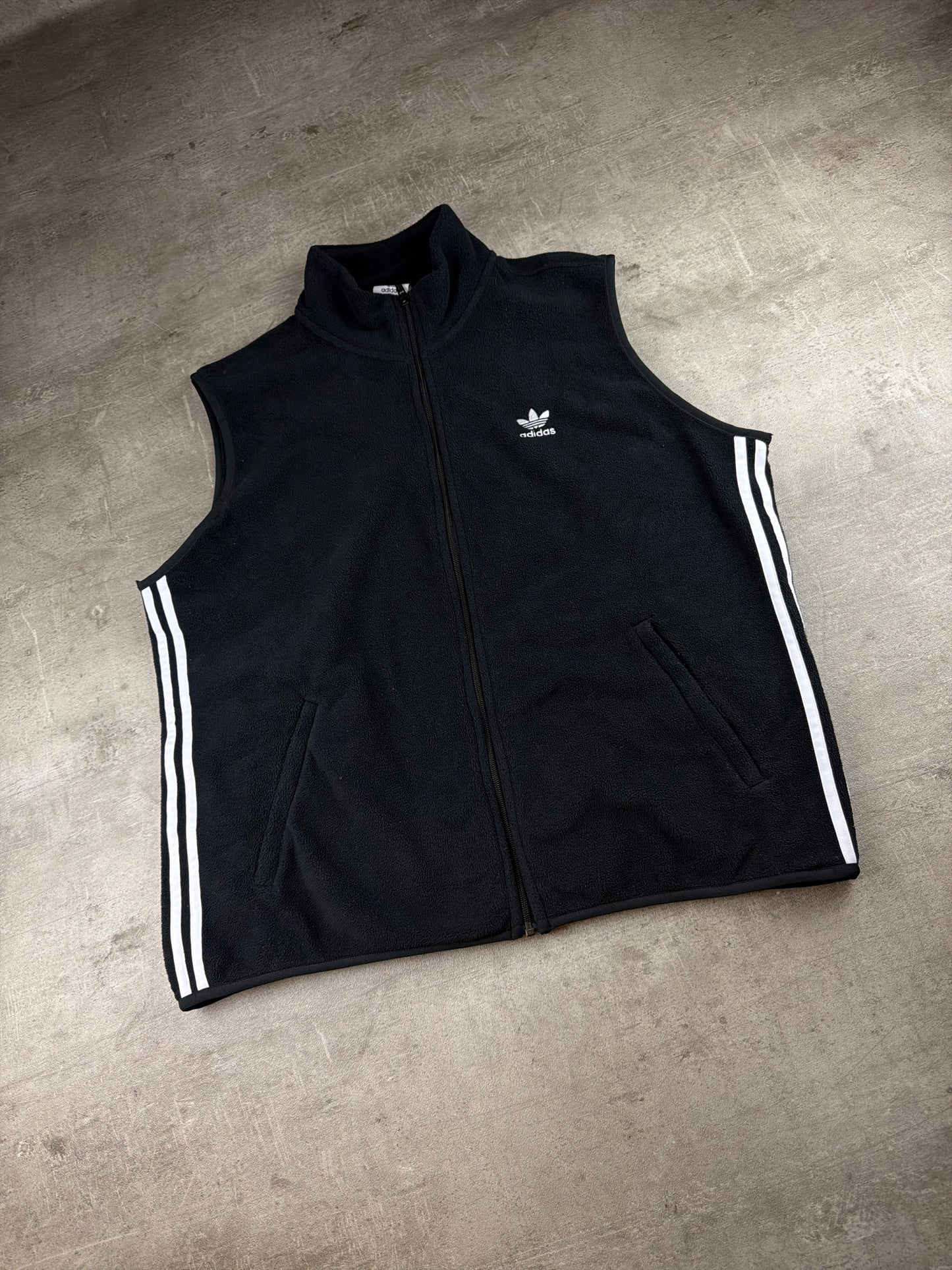 Adidas Three-Stripe Fleece Vest - All Black / Gorpcore