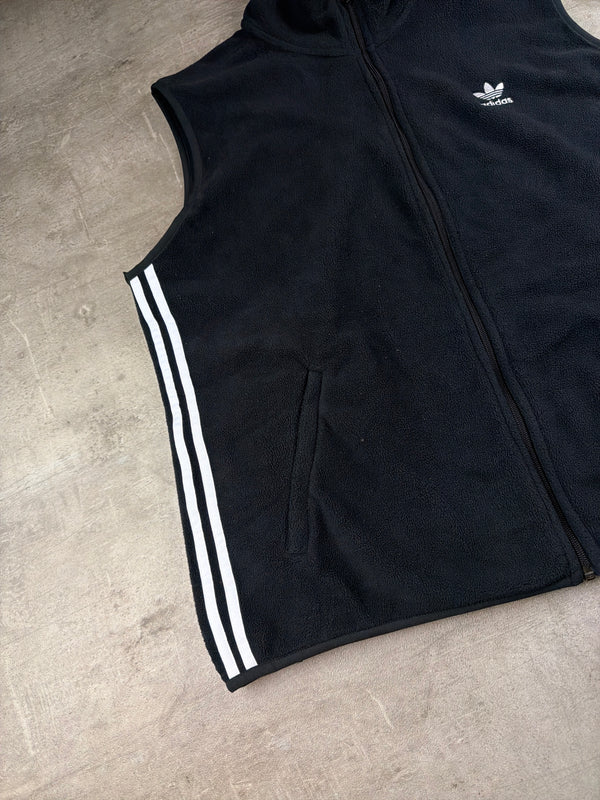 Adidas Three-Stripe Fleece Vest - All Black / Gorpcore
