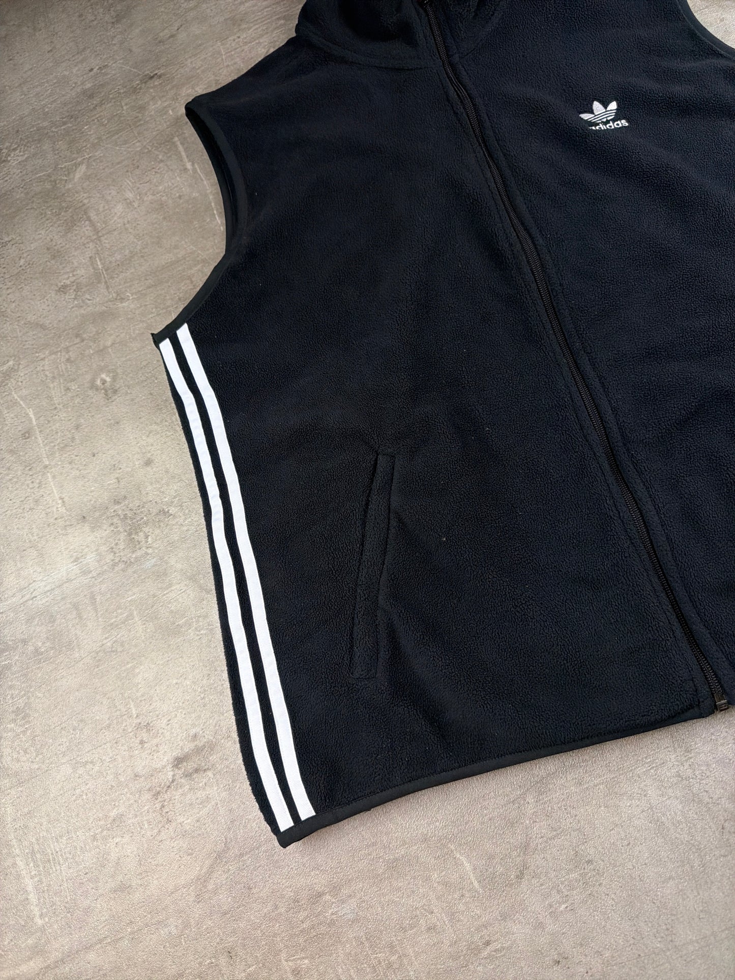 Adidas Three-Stripe Fleece Vest - All Black / Gorpcore