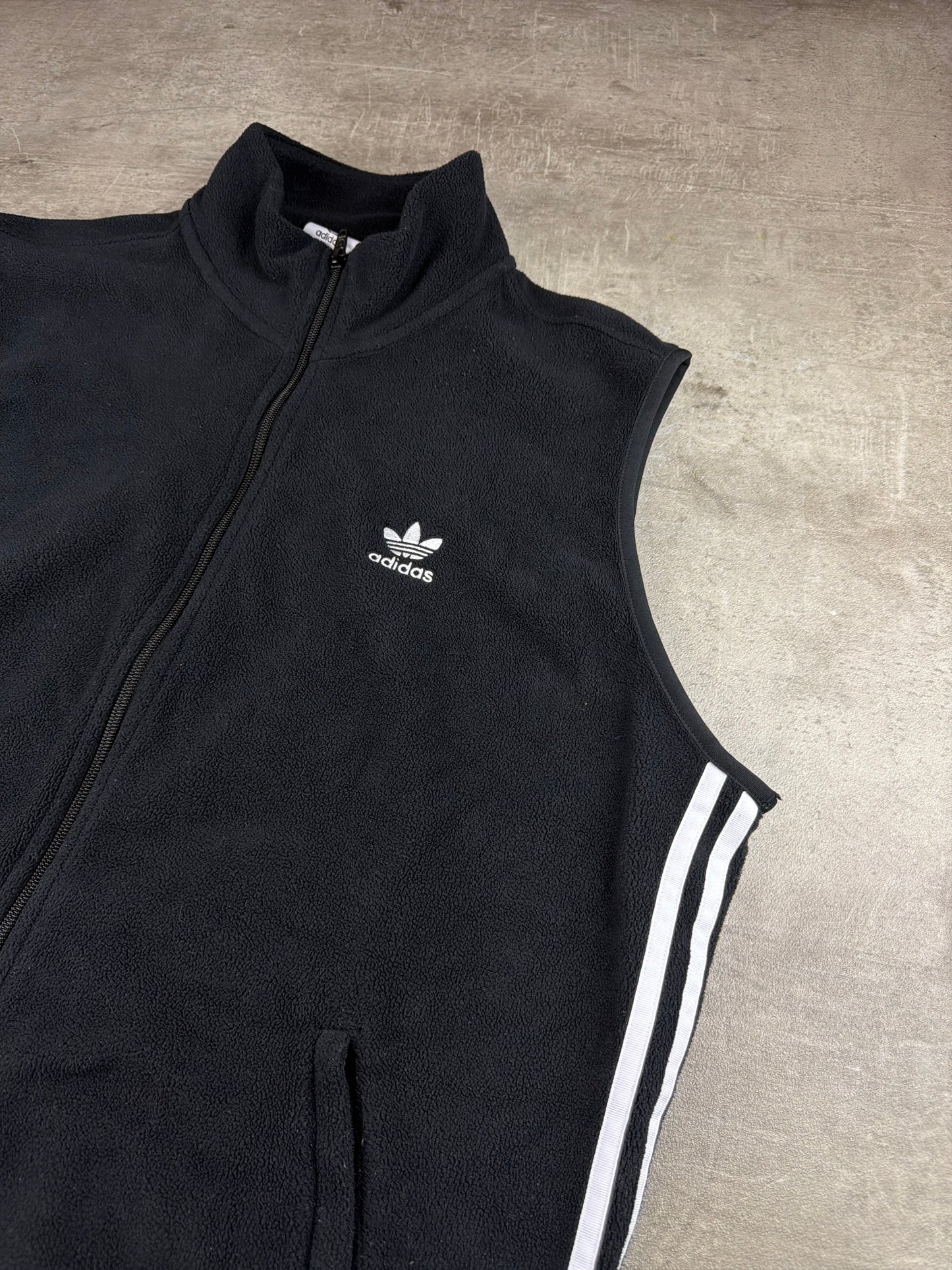 Adidas Three-Stripe Fleece Vest - All Black / Gorpcore