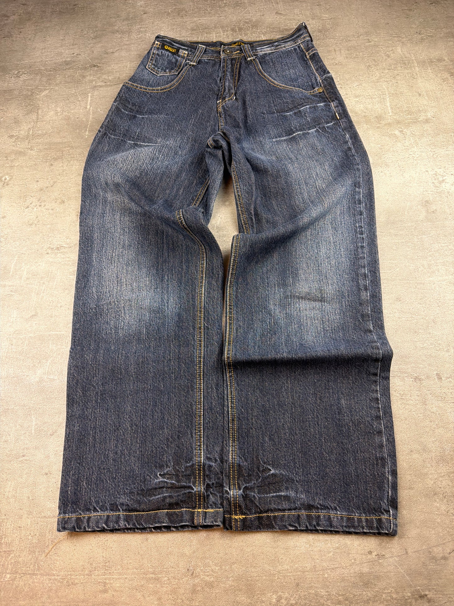 Southpole Heavy Graphic "Dollar" Baggy Denim - Dark Blue Wash