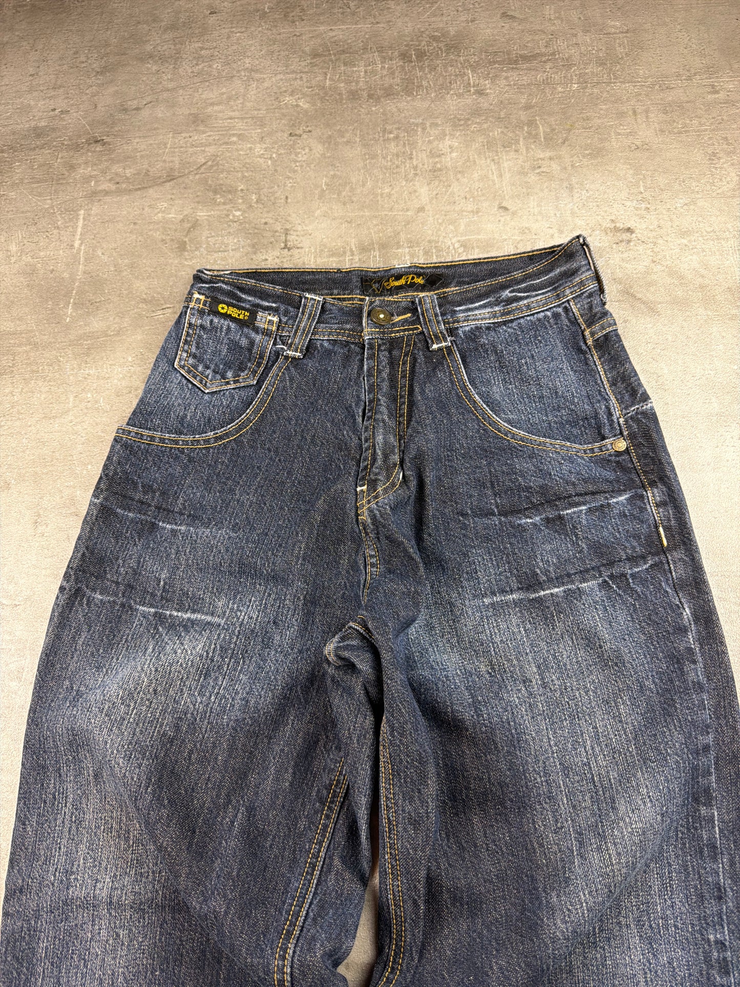 Southpole Heavy Graphic "Dollar" Baggy Denim - Dark Blue Wash