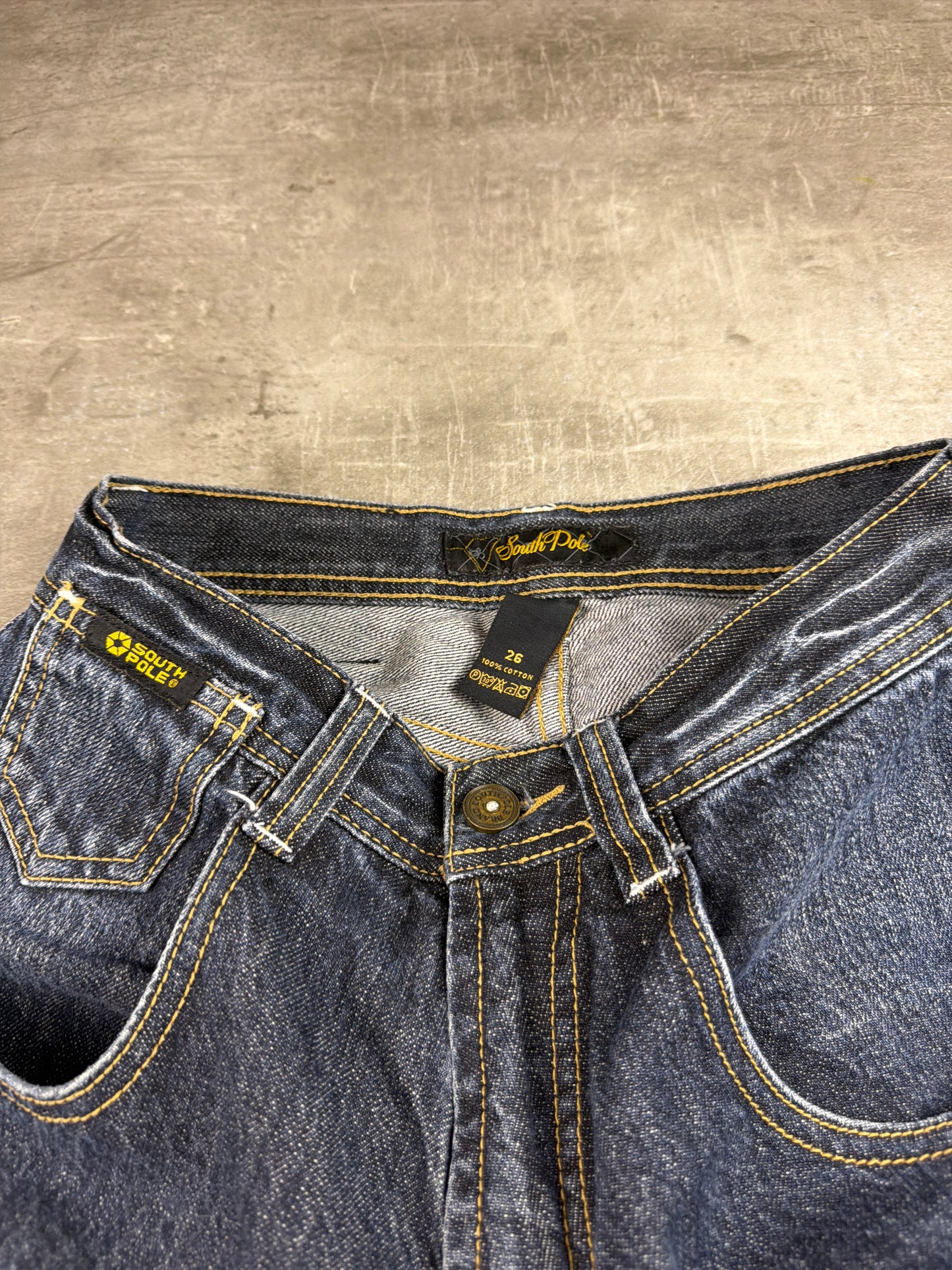 Southpole Heavy Graphic "Dollar" Baggy Denim - Dark Blue Wash