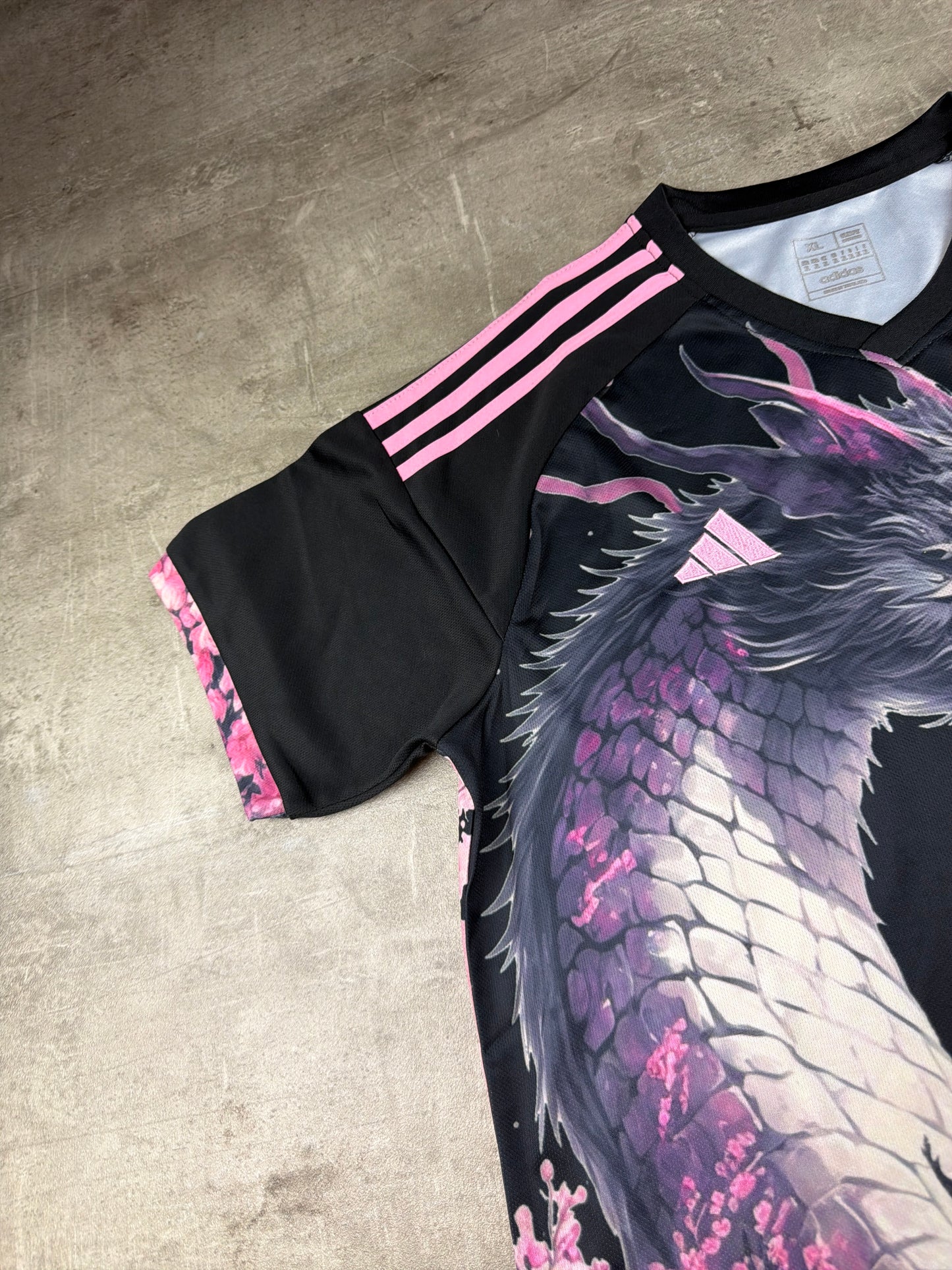Adidas x Japan "Dragon & Sakura" Special Edition Jersey - Black / Pink Y2K Cyber