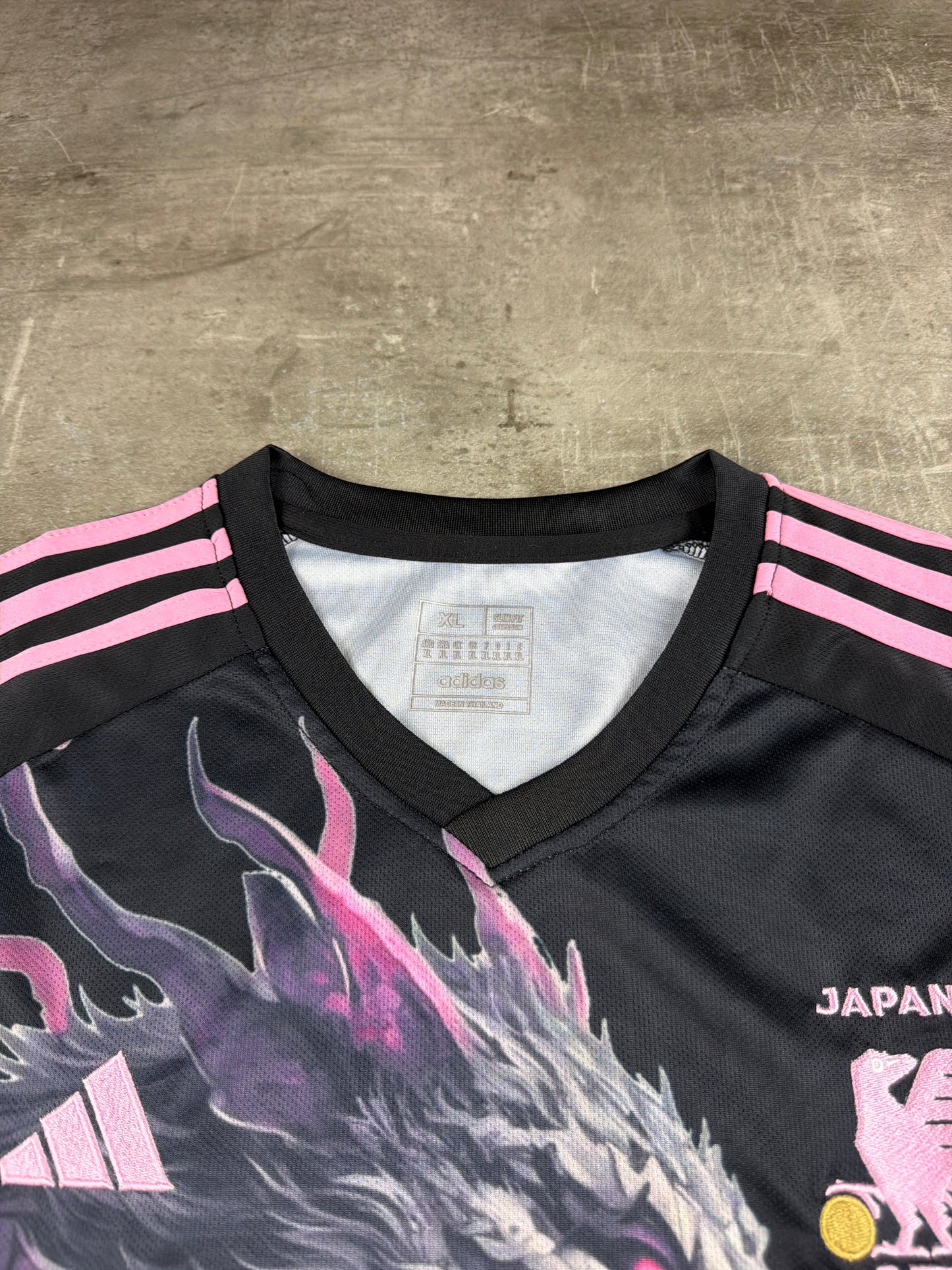 Adidas x Japan "Dragon & Sakura" Special Edition Jersey - Black / Pink Y2K Cyber