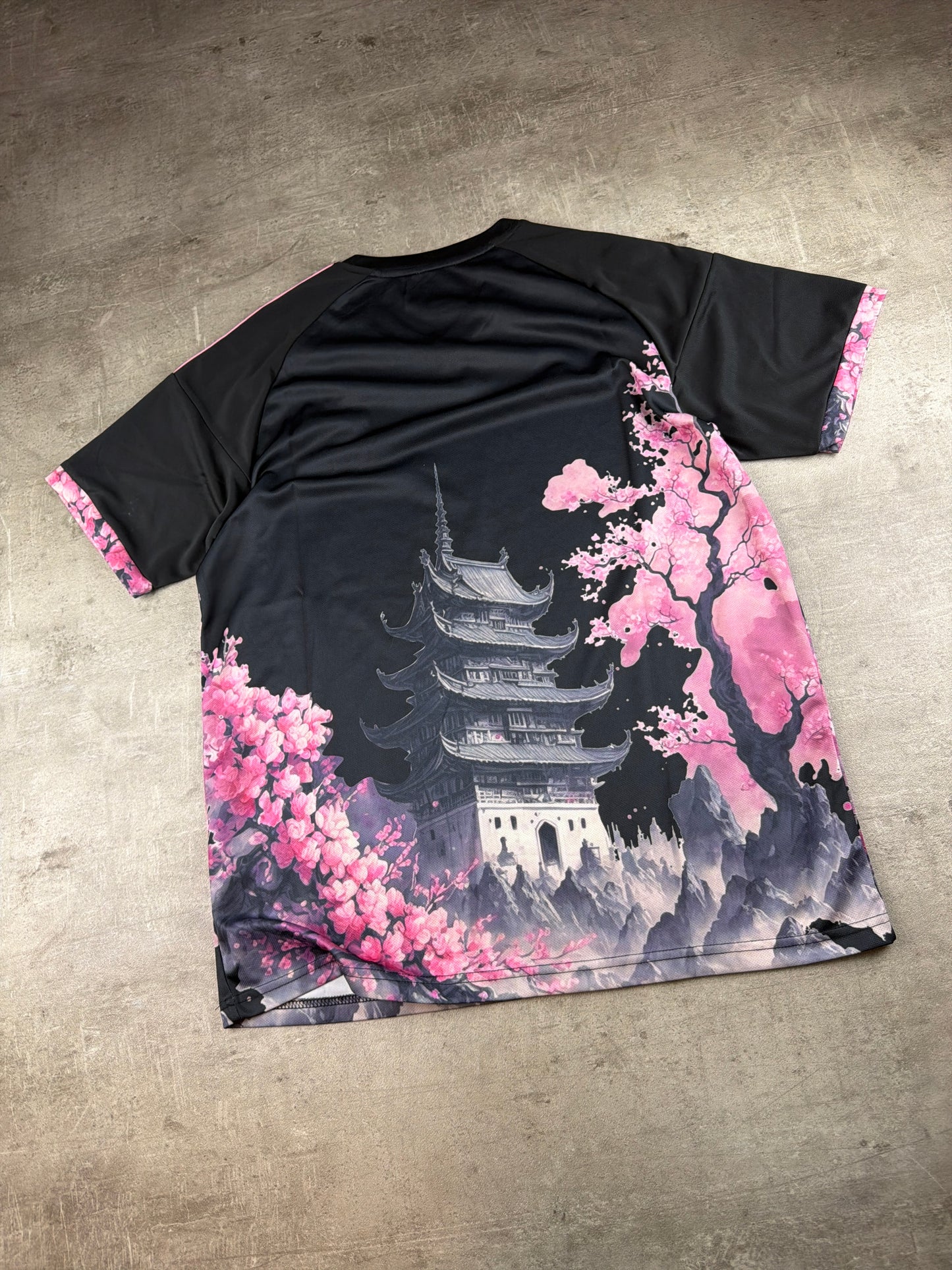 Adidas x Japan "Dragon & Sakura" Special Edition Jersey - Black / Pink Y2K Cyber