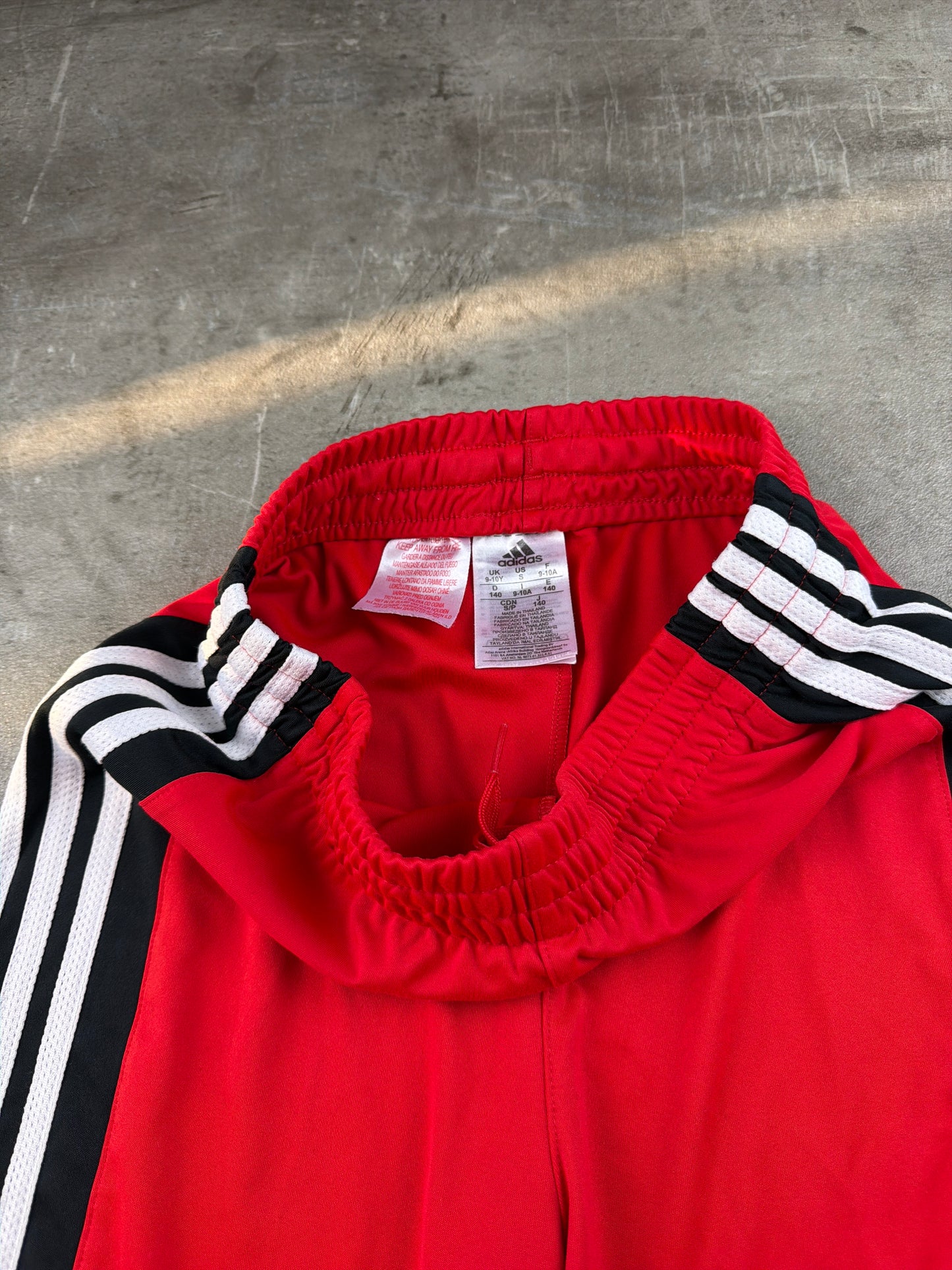 Adidas Three Stripe "Basketball Block" Sport Shorts - Red / Black / White