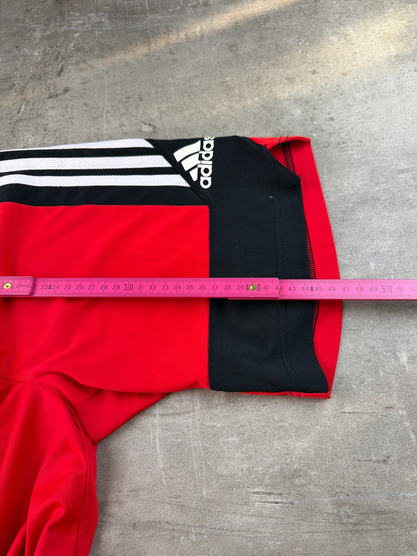 Adidas Three Stripe "Basketball Block" Sport Shorts - Red / Black / White