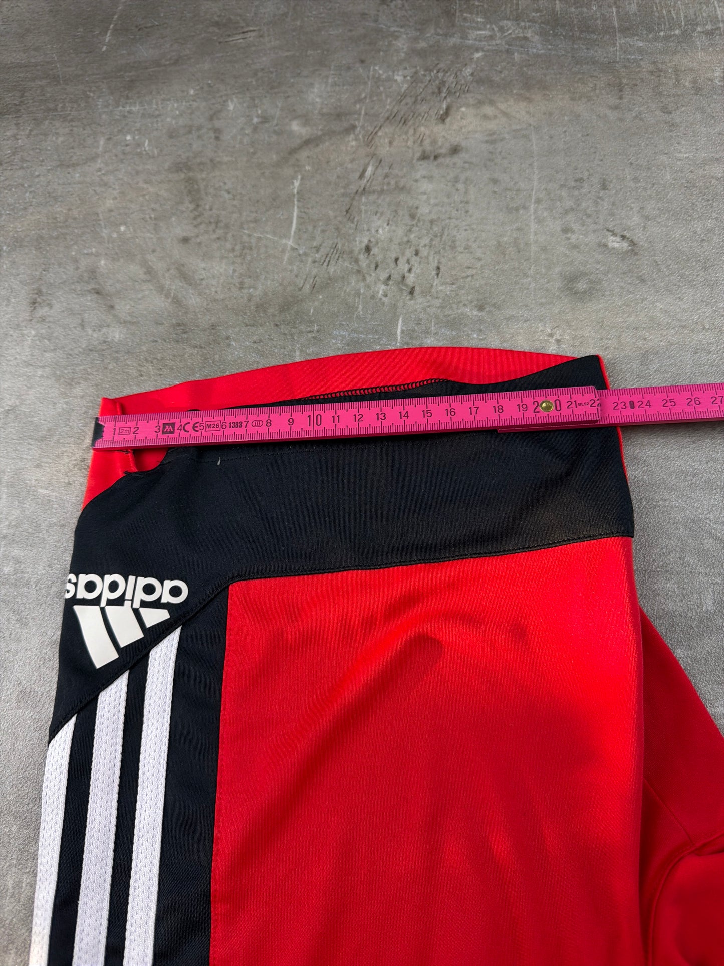 Adidas Three Stripe "Basketball Block" Sport Shorts - Red / Black / White