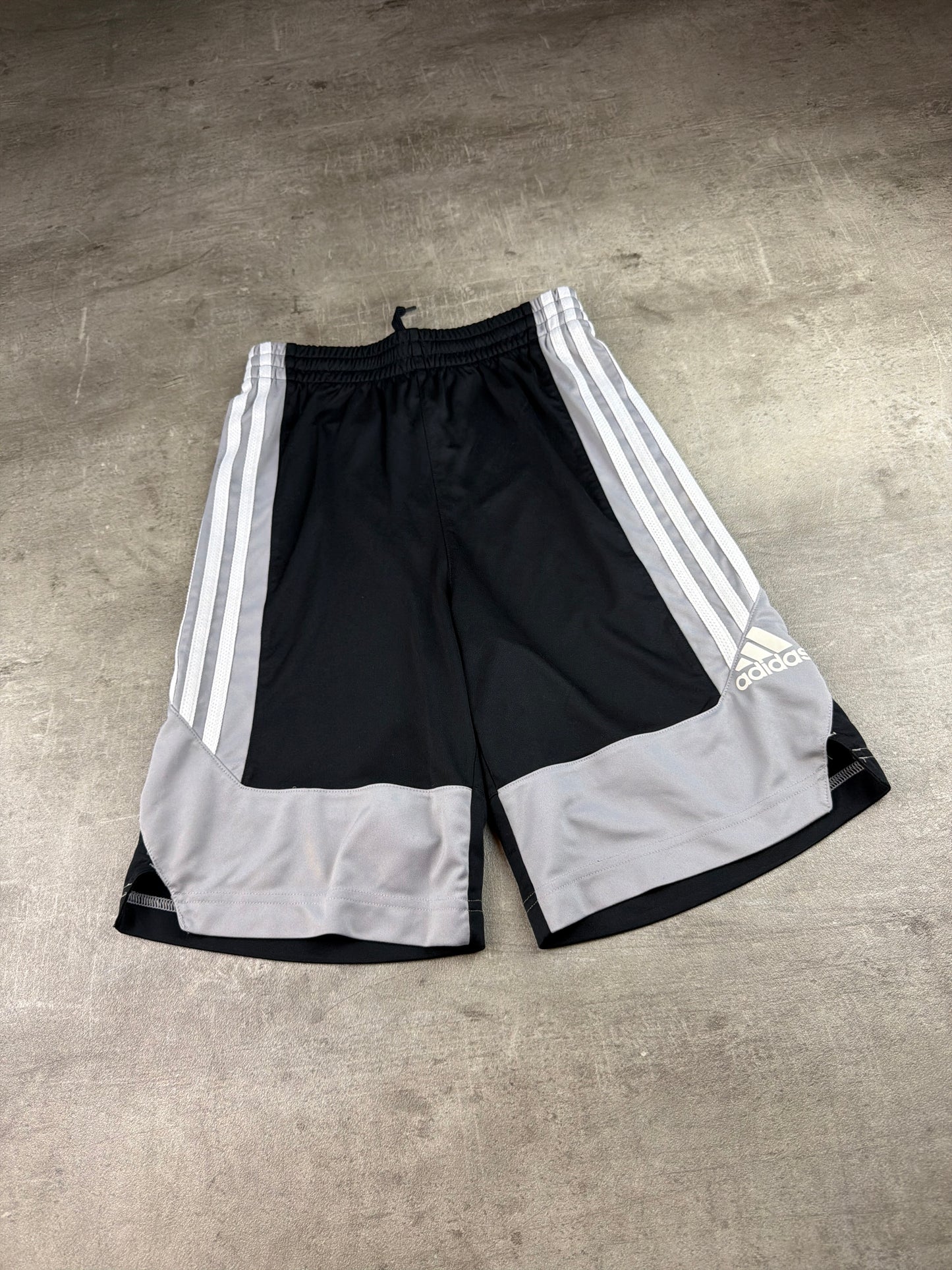 Adidas Three-Stripe Colorblock Basketball Shorts - Black / Grey