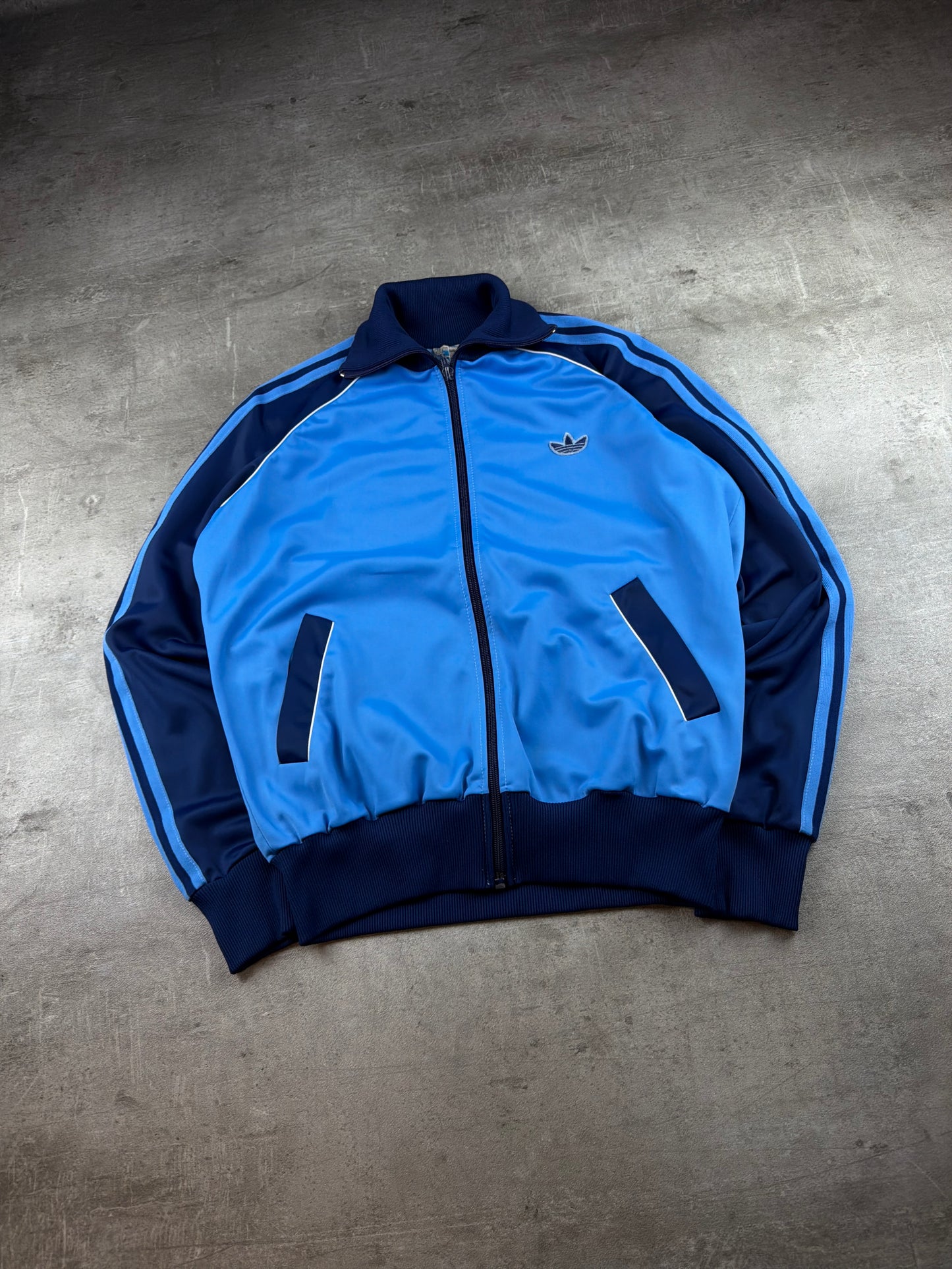Adidas Vintage High-Neck Tracktop - Light Blue / Dark Blue