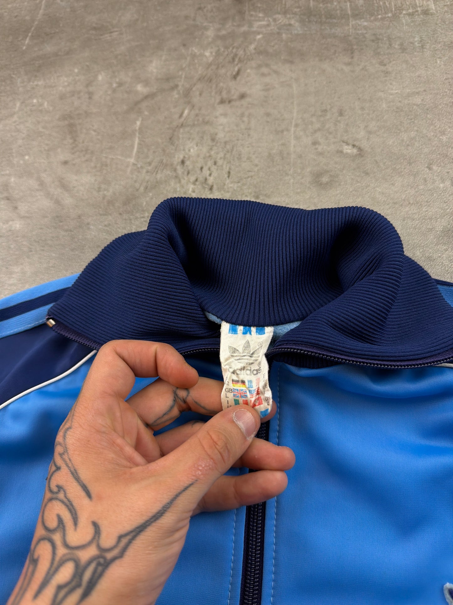 Adidas Vintage High-Neck Tracktop - Light Blue / Dark Blue