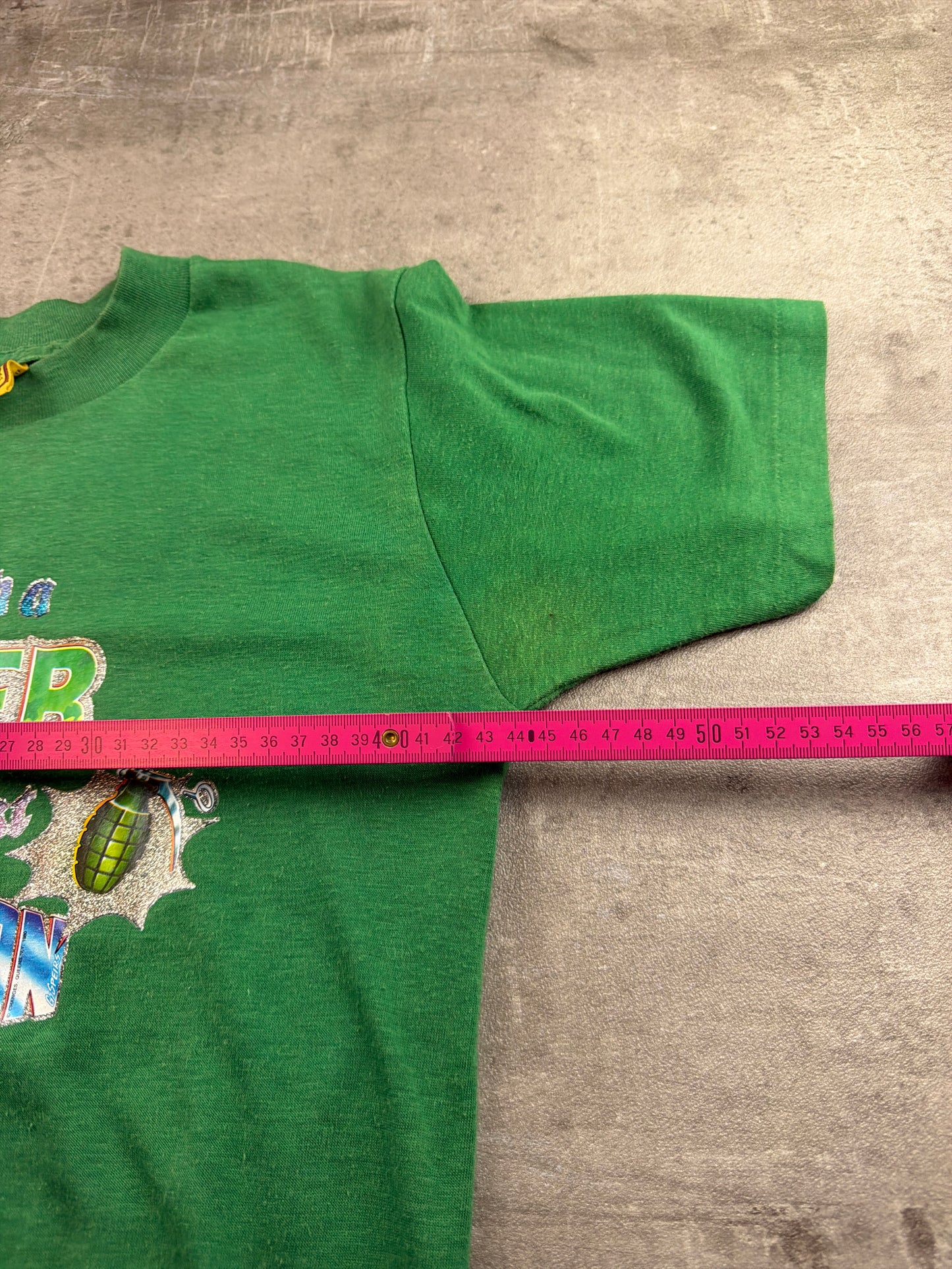 Vintage 80s/90s "Sleep with a SOLDIER" Graphic Tee - Bright Green