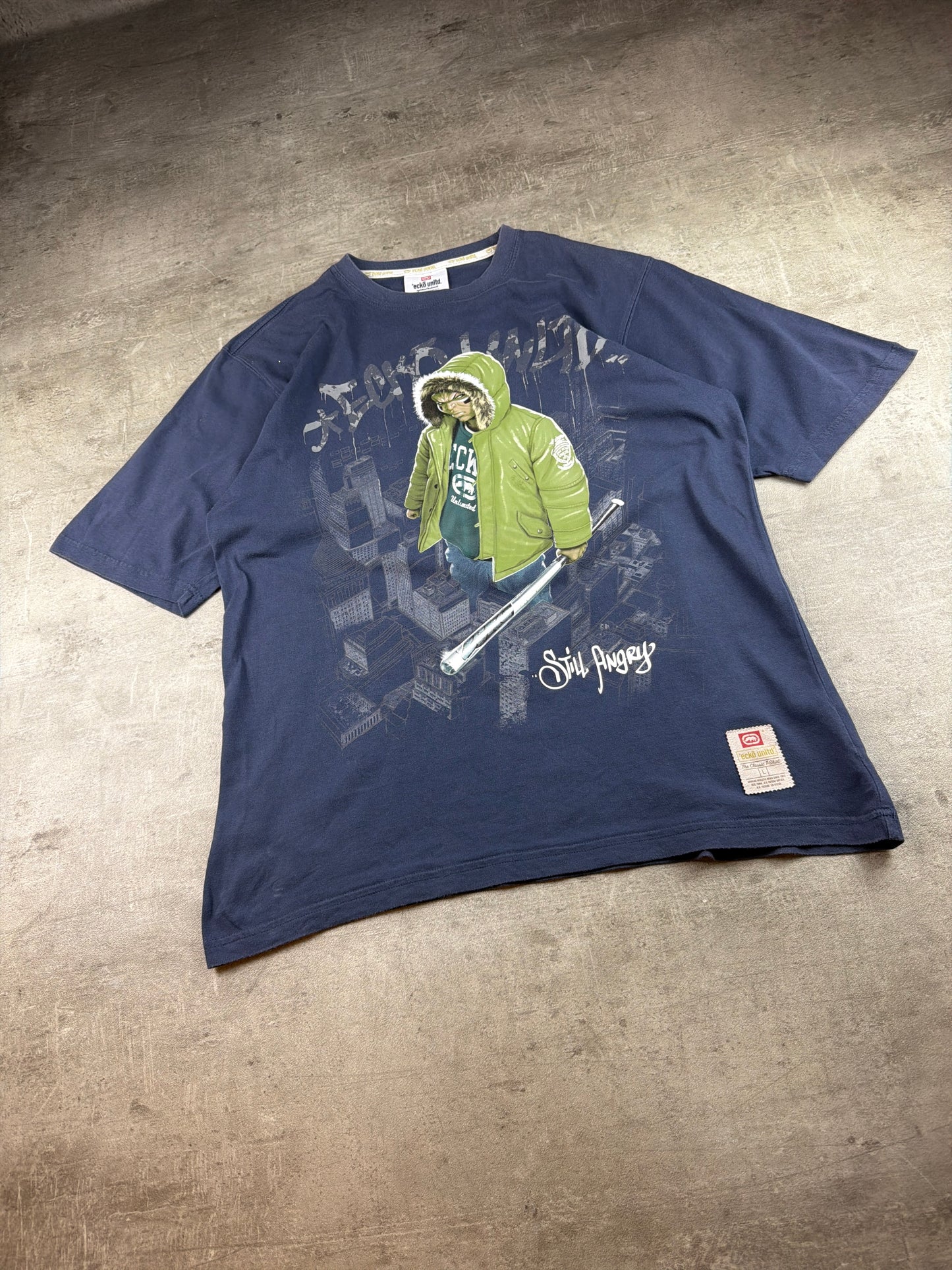 Ecko Unltd. Vintage Y2K "Still Angry" Graphic Tee - Navy Blue
