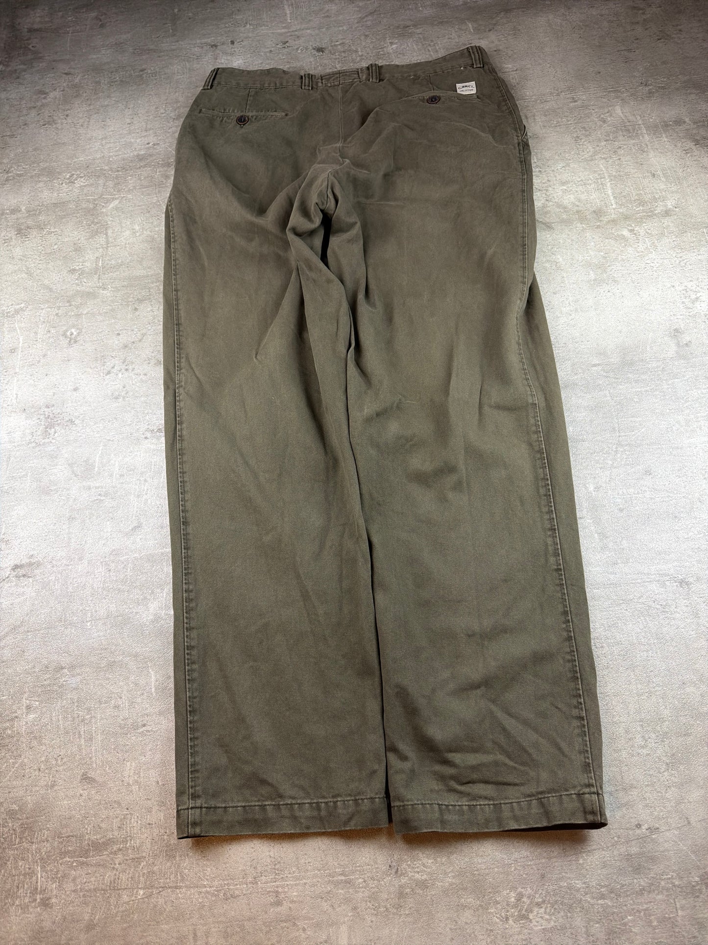 Camel Collection Vintage Pleated Chino Pants - Olive / Earthy Khaki