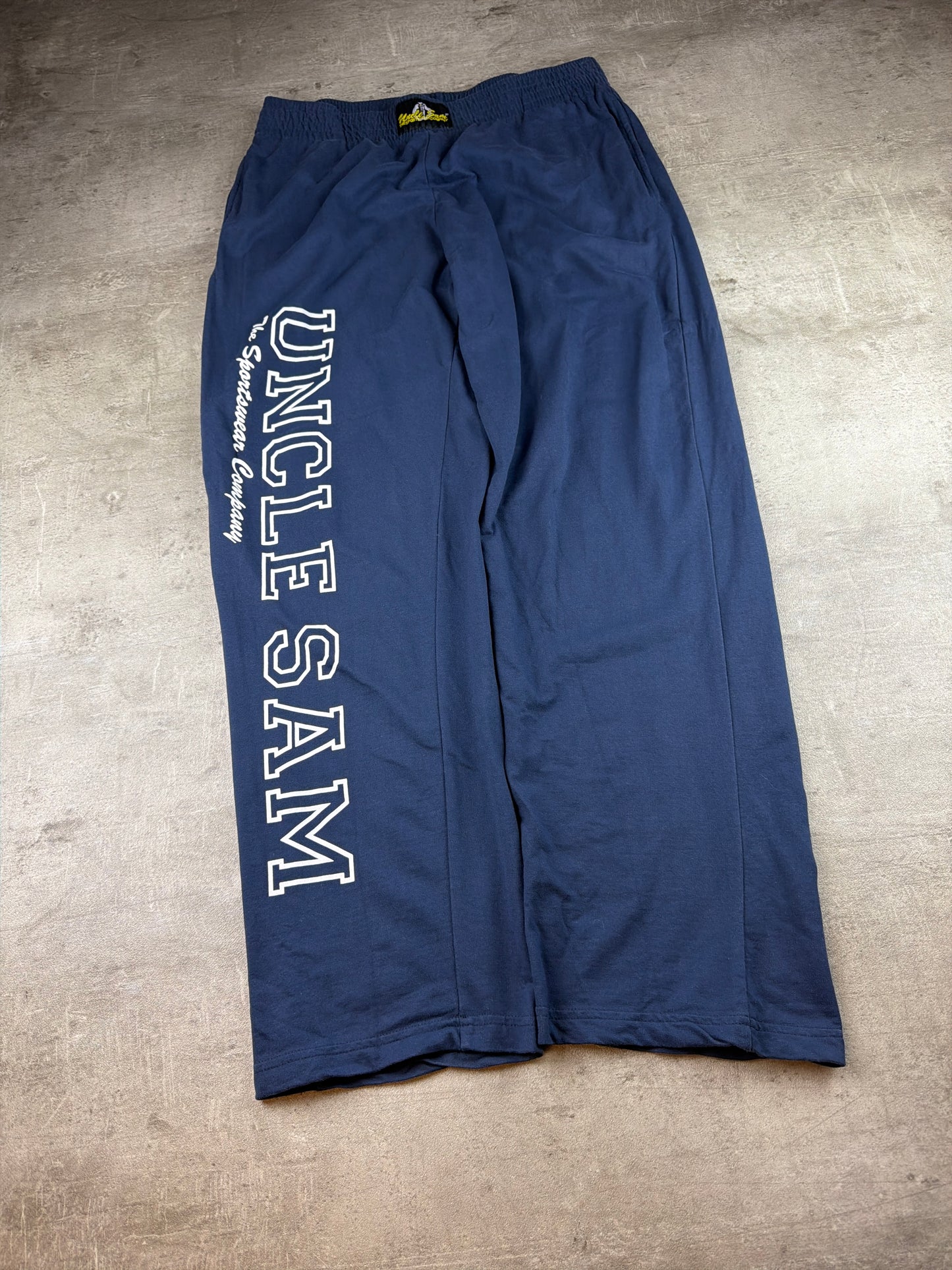 Uncle Sam Big Logo Wide Leg Sweatpants - Navy Blue