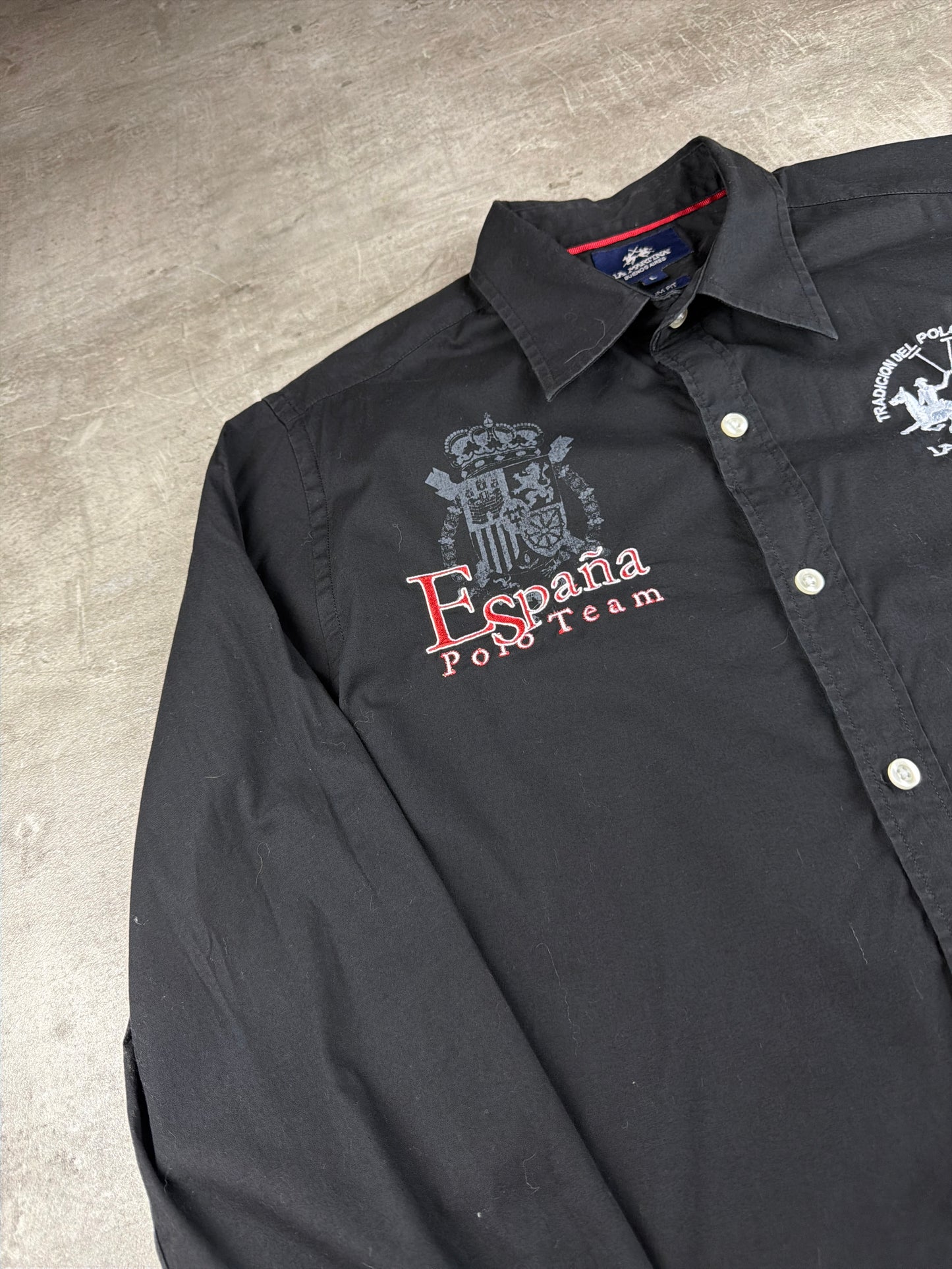 La Martina Vintage España Polo Team Button-Down Shirt – All Black & Embroidered