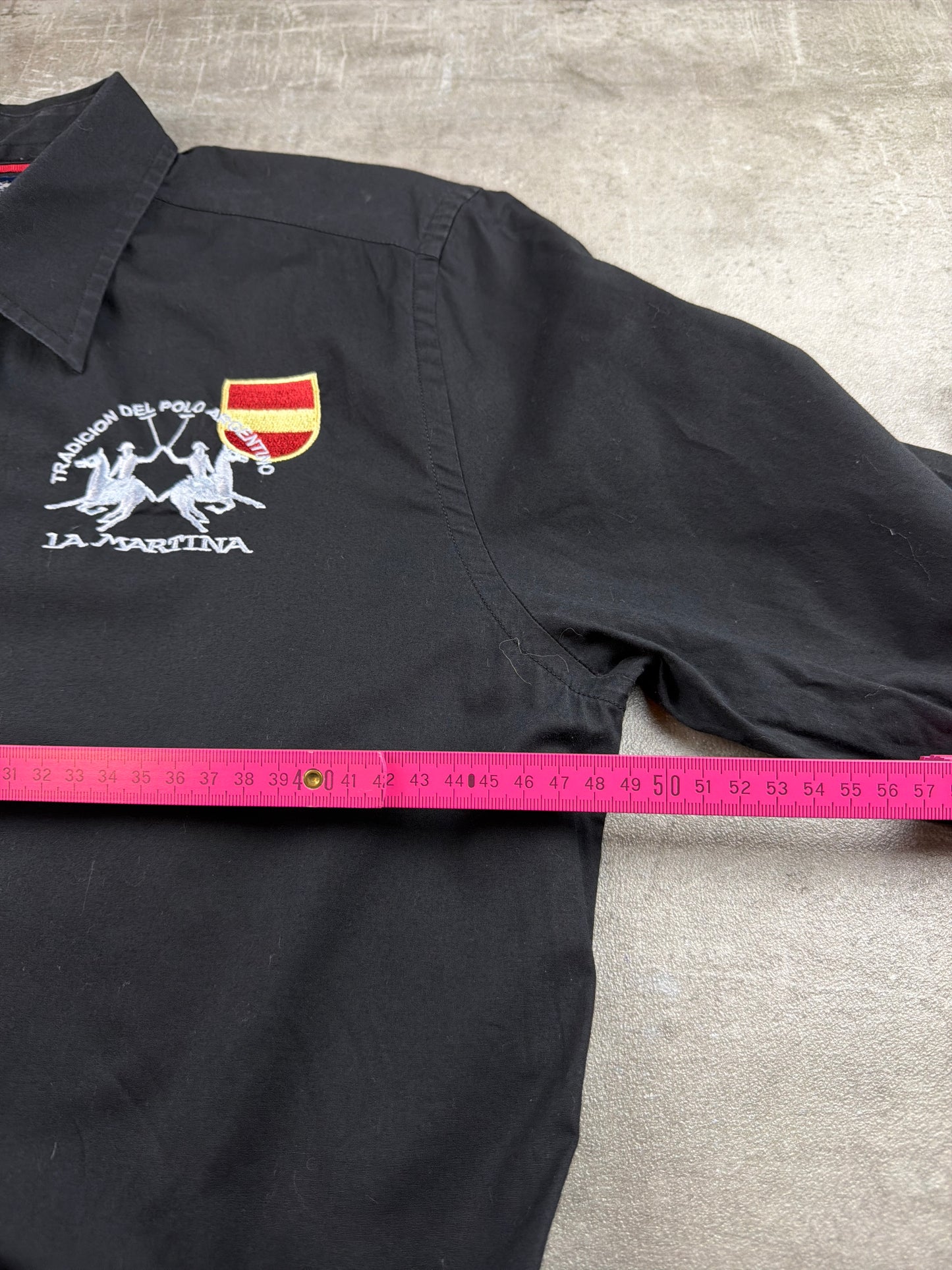 La Martina Vintage España Polo Team Button-Down Shirt – All Black & Embroidered