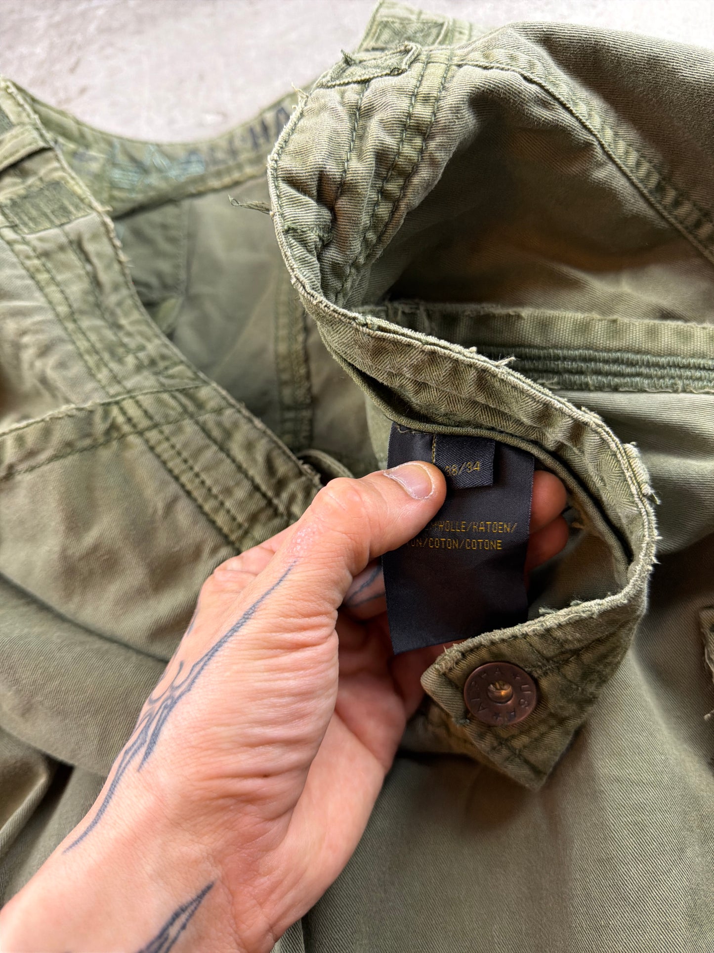 Alpha Industries Vintage Wide-Leg Cargo Pants - Olive Green