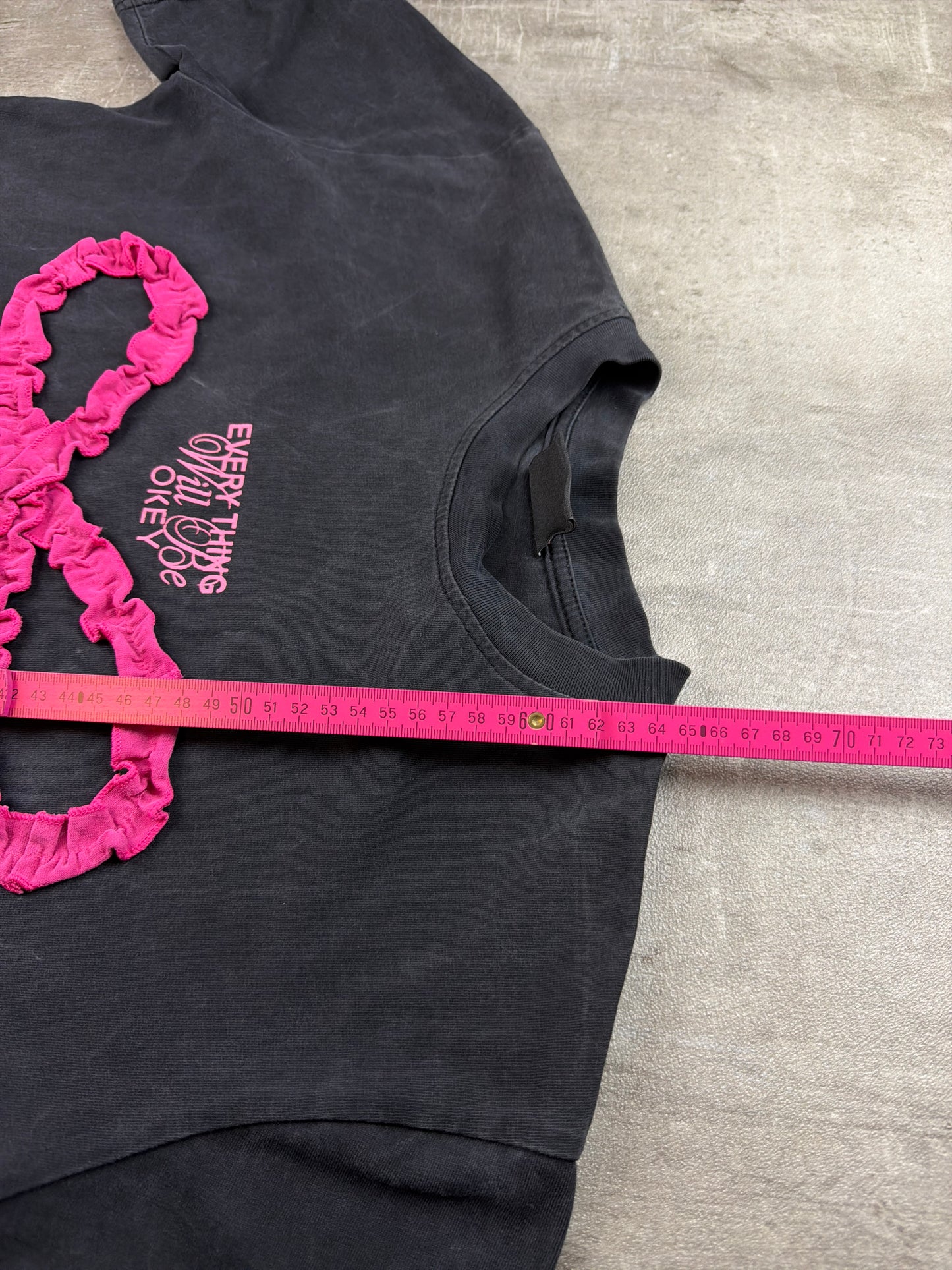 Kill System x New Era Pink Ribbon "Everything Will Be Okey" Graphic Tee - Washed Black / Pink