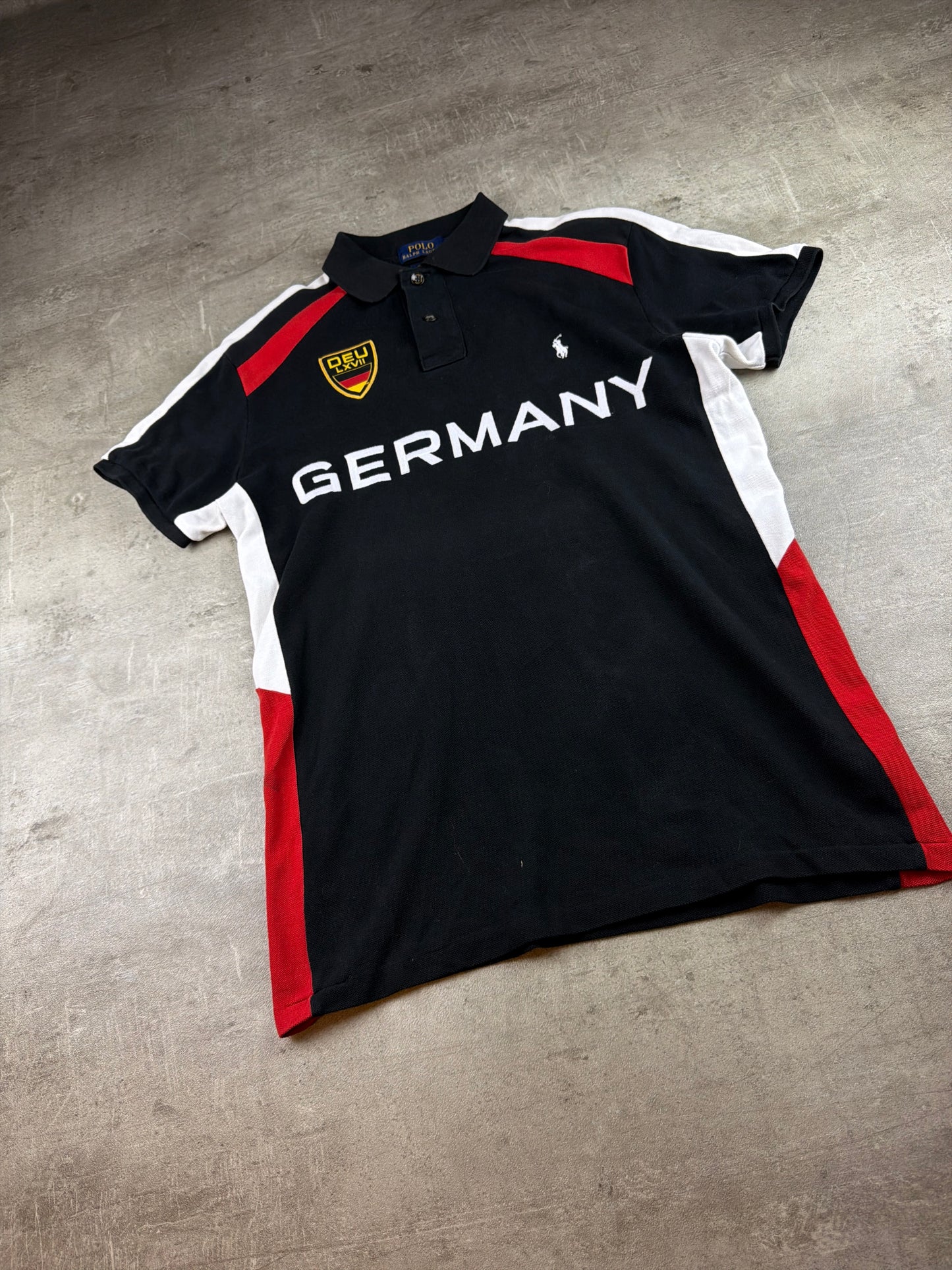 Ralph Lauren Vintage Germany Custom Polo Shirt - Black / Red / White