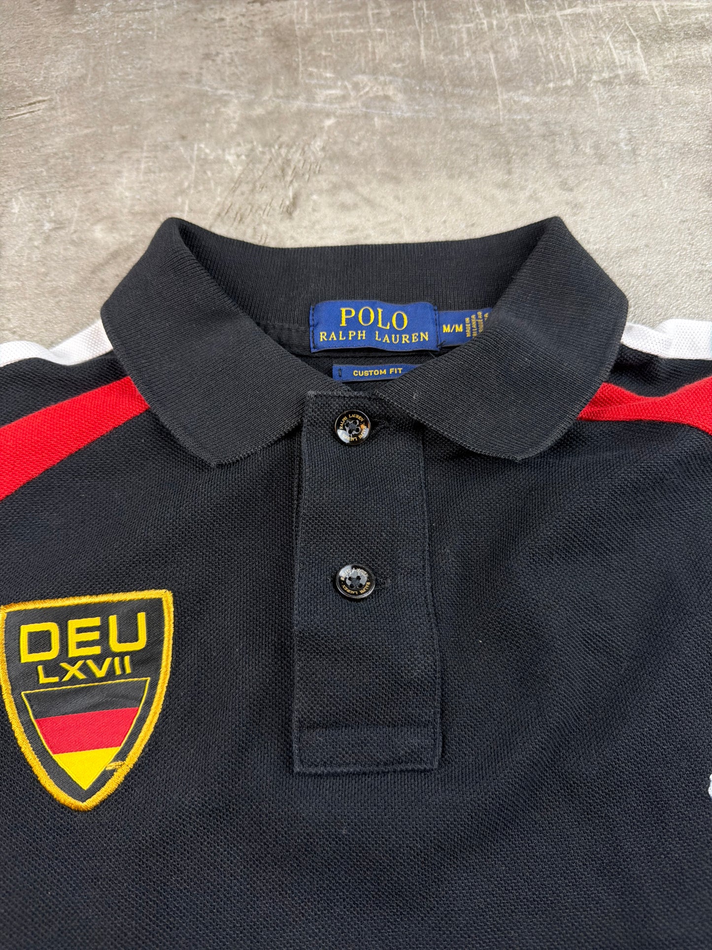 Ralph Lauren Vintage Germany Custom Polo Shirt - Black / Red / White