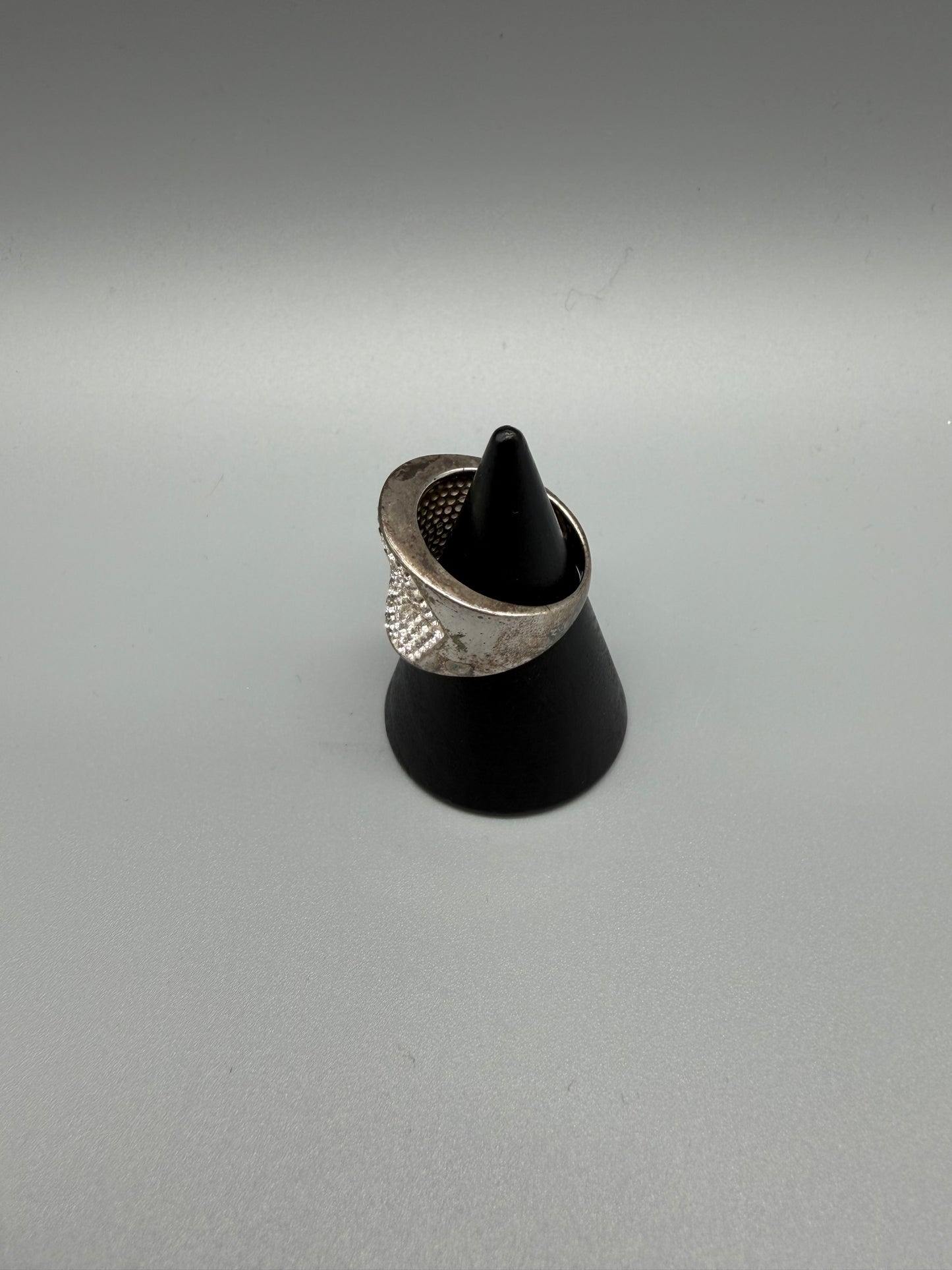 Pierre Lang Paris Glamour "Glitz" Chunky Statement Ring – Silver / Rhinestone Pavé