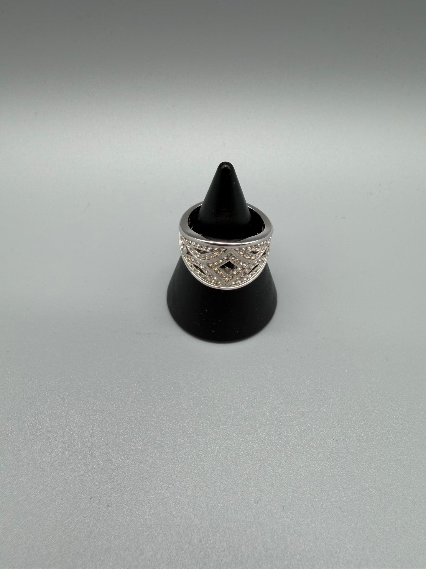 Pierre Lang Y2K Crystal Pavé Lattice Statement Ring - Silver