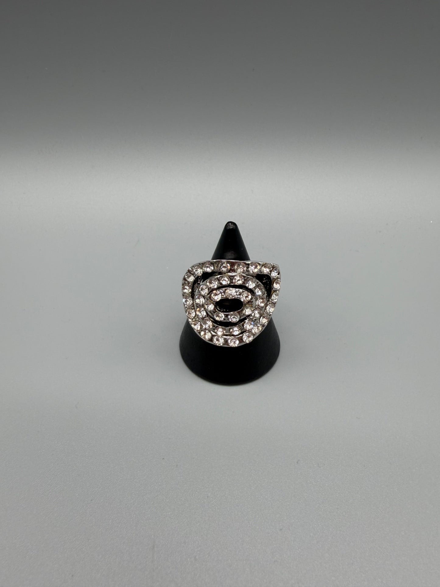 Pierre Lang Statement Ring - Silver Chunky Rhinestone Y2K