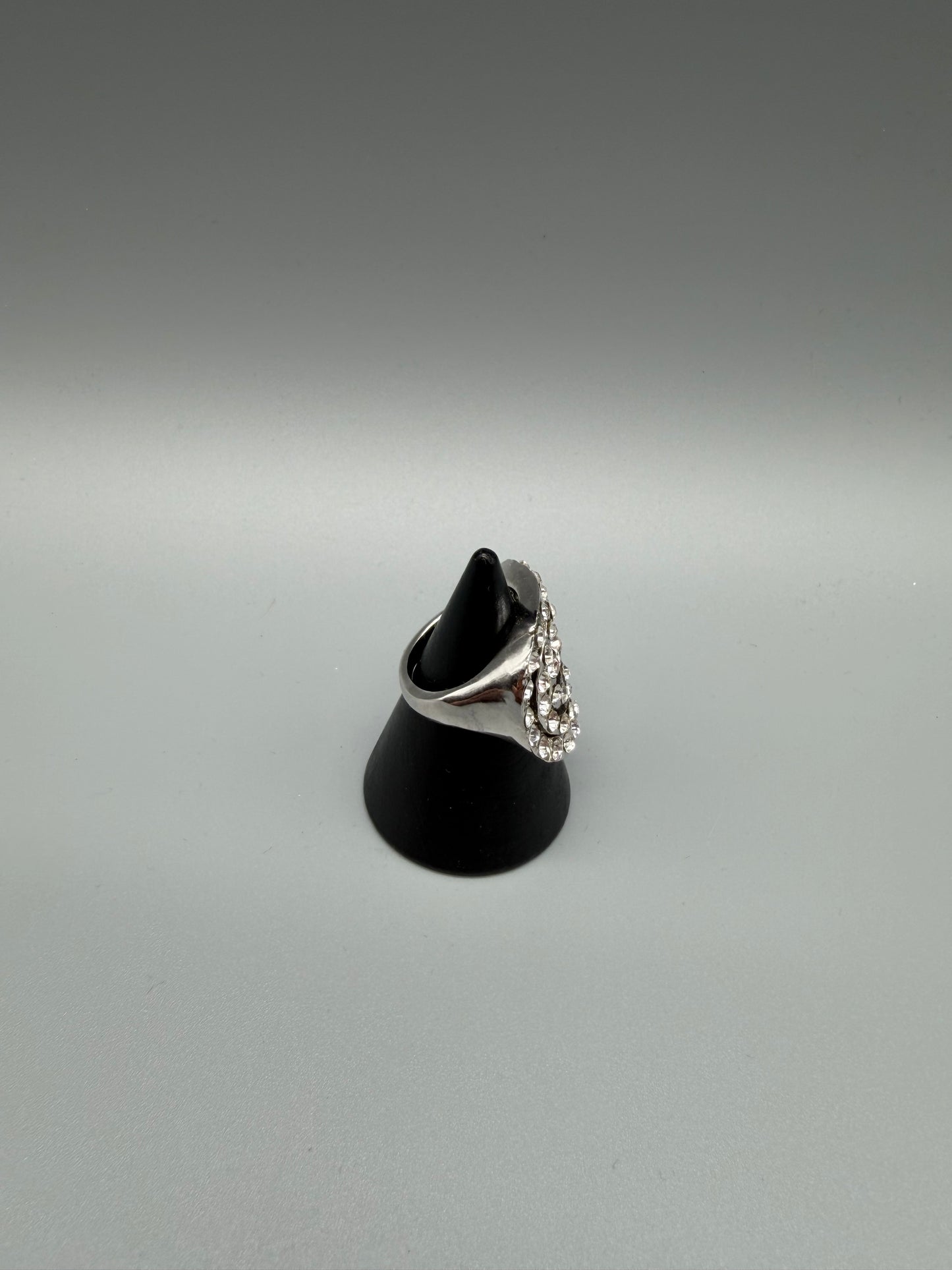 Pierre Lang Statement Ring - Silver Chunky Rhinestone Y2K