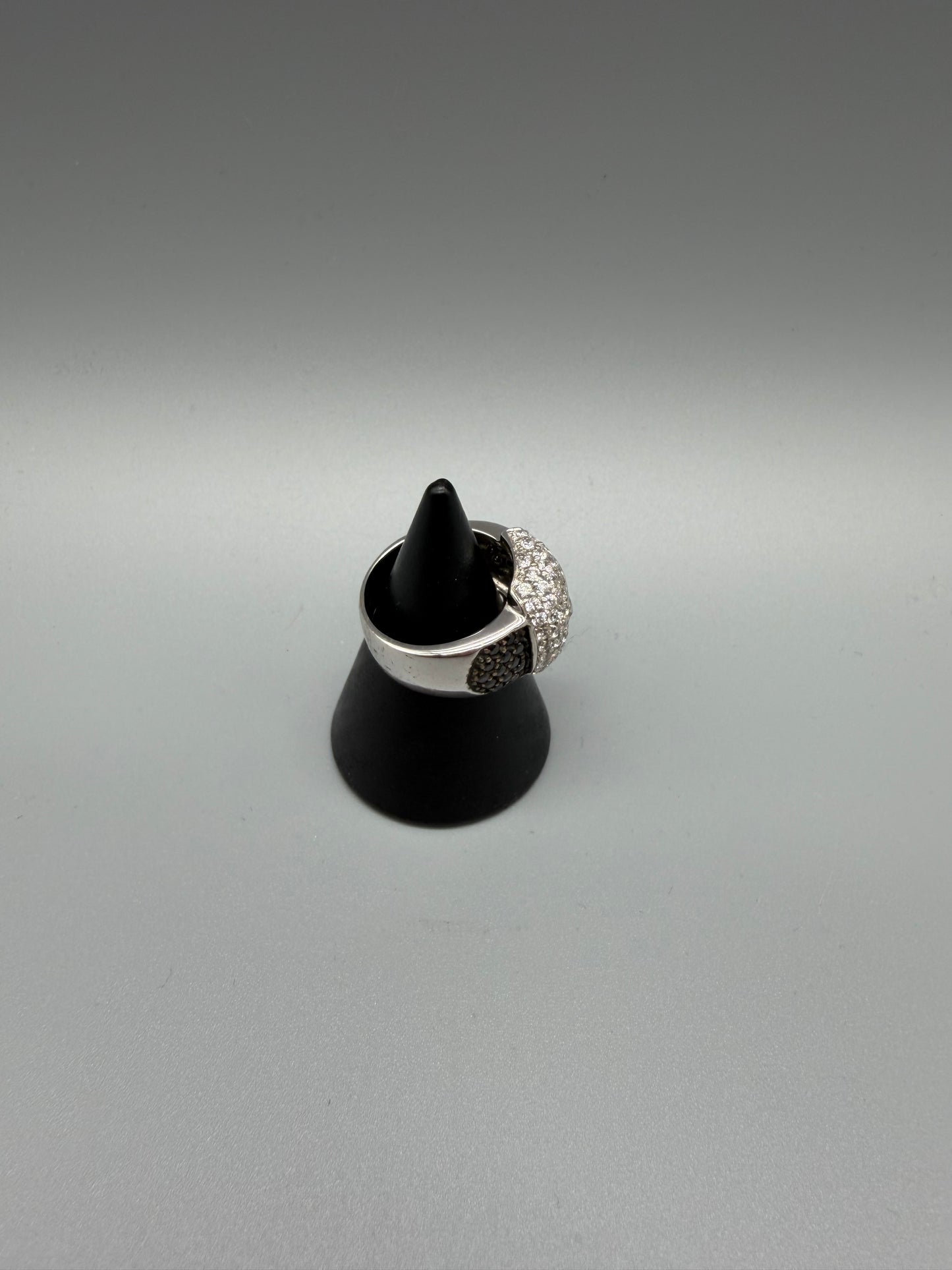 Pierre Lang Y2K Buckle Ring - Silver / Black Rhinestones