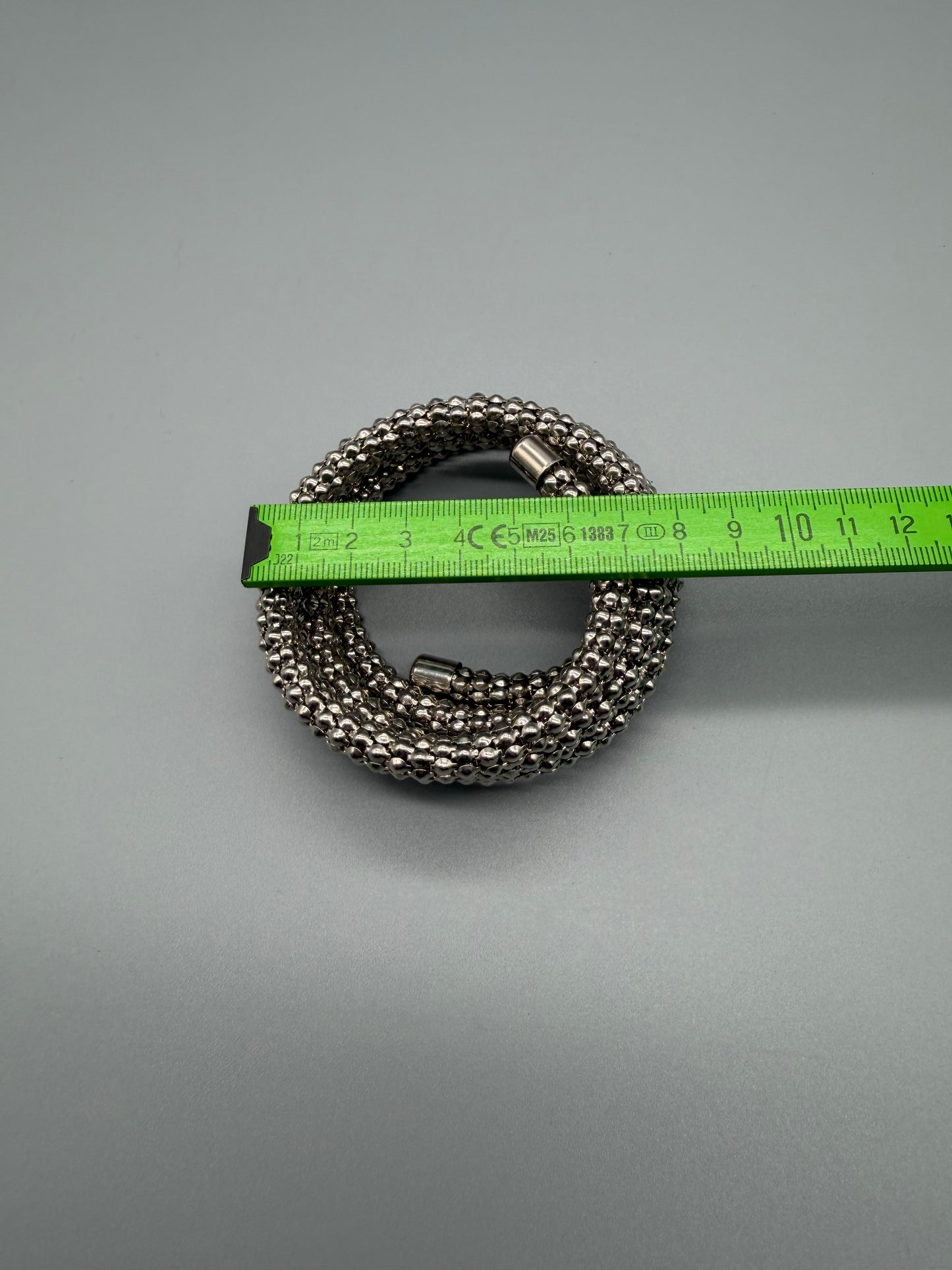 Pierre Lang Chunky Beaded Spiral Wrap Bracelet – Metallic Silver Cyber Y2K
