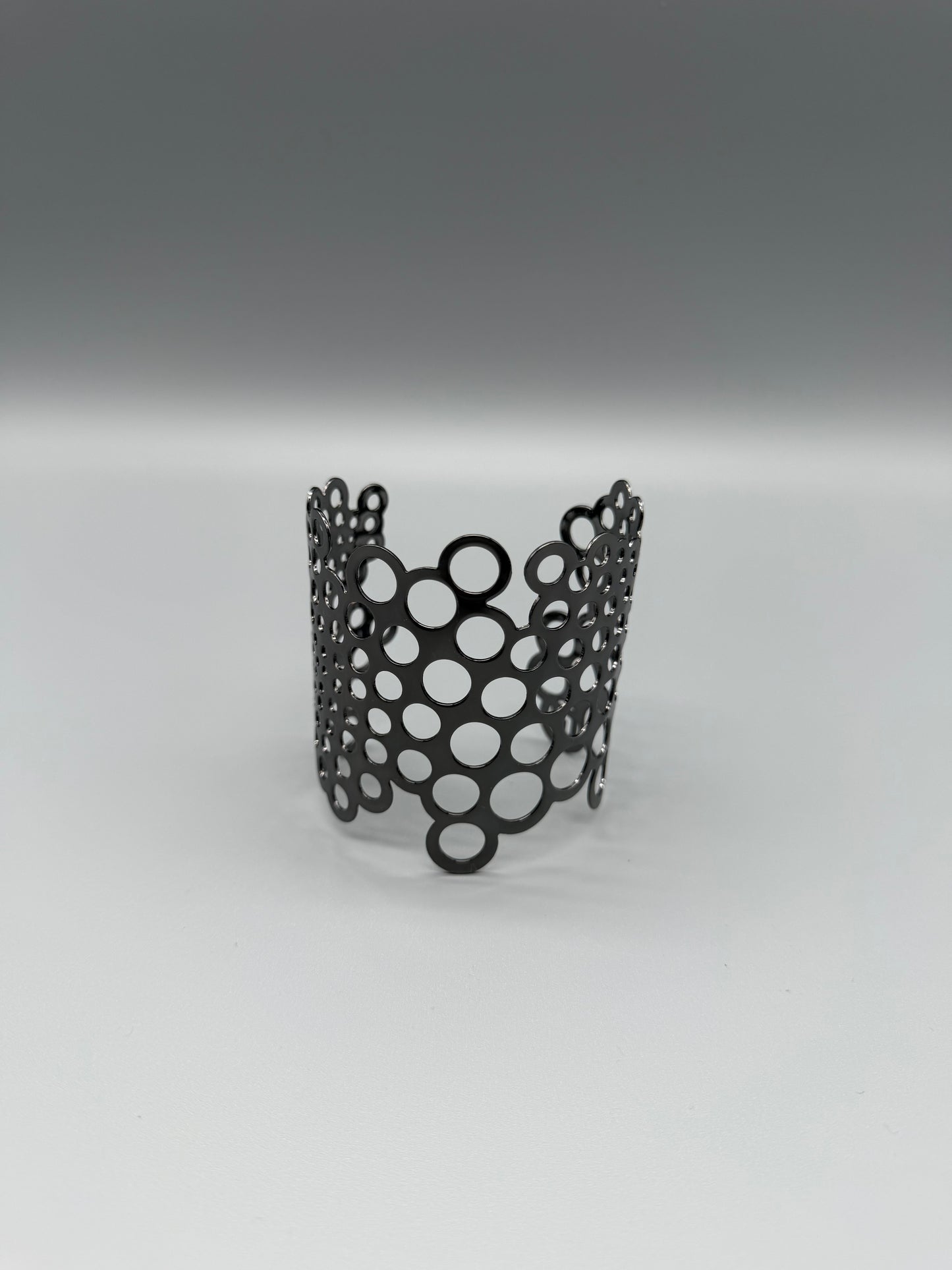 Pierre Lang Cyber Cut-Out Statement Cuff Bracelet - Metallic Black / Gunmetal