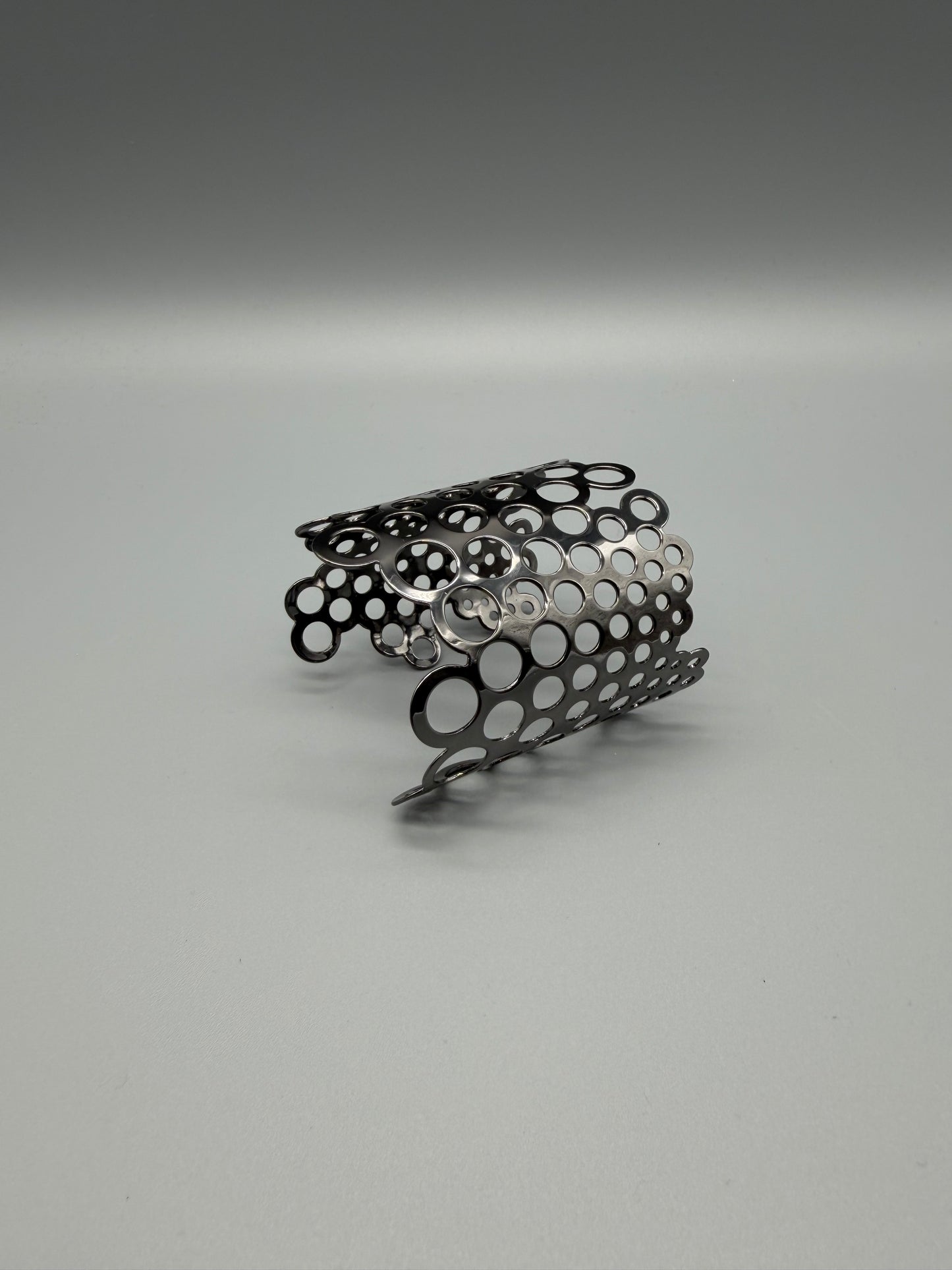 Pierre Lang Cyber Cut-Out Statement Cuff Bracelet - Metallic Black / Gunmetal