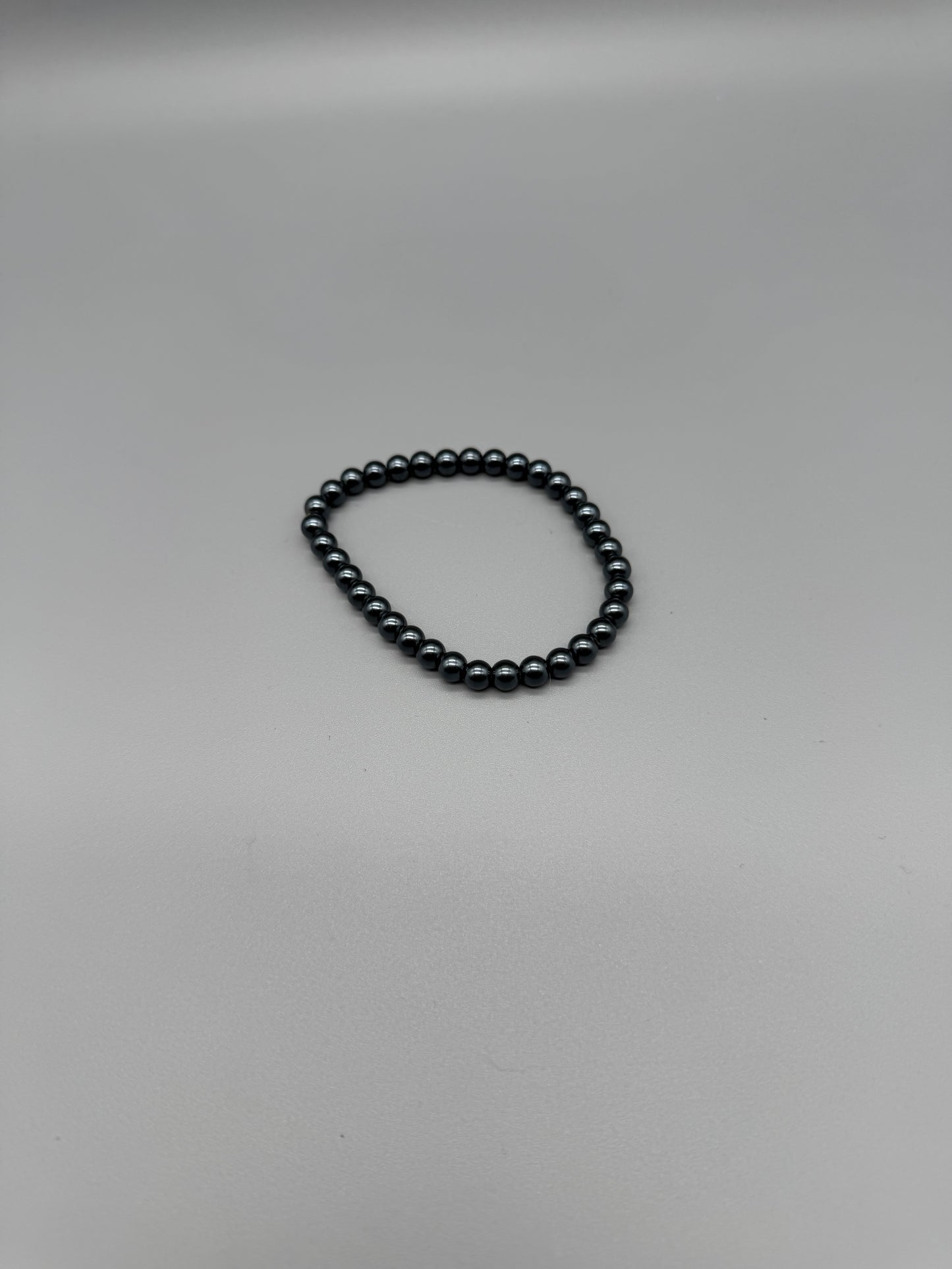 Vintage Metallic Hematite Style Beaded Bracelet - Gunmetal / All Black