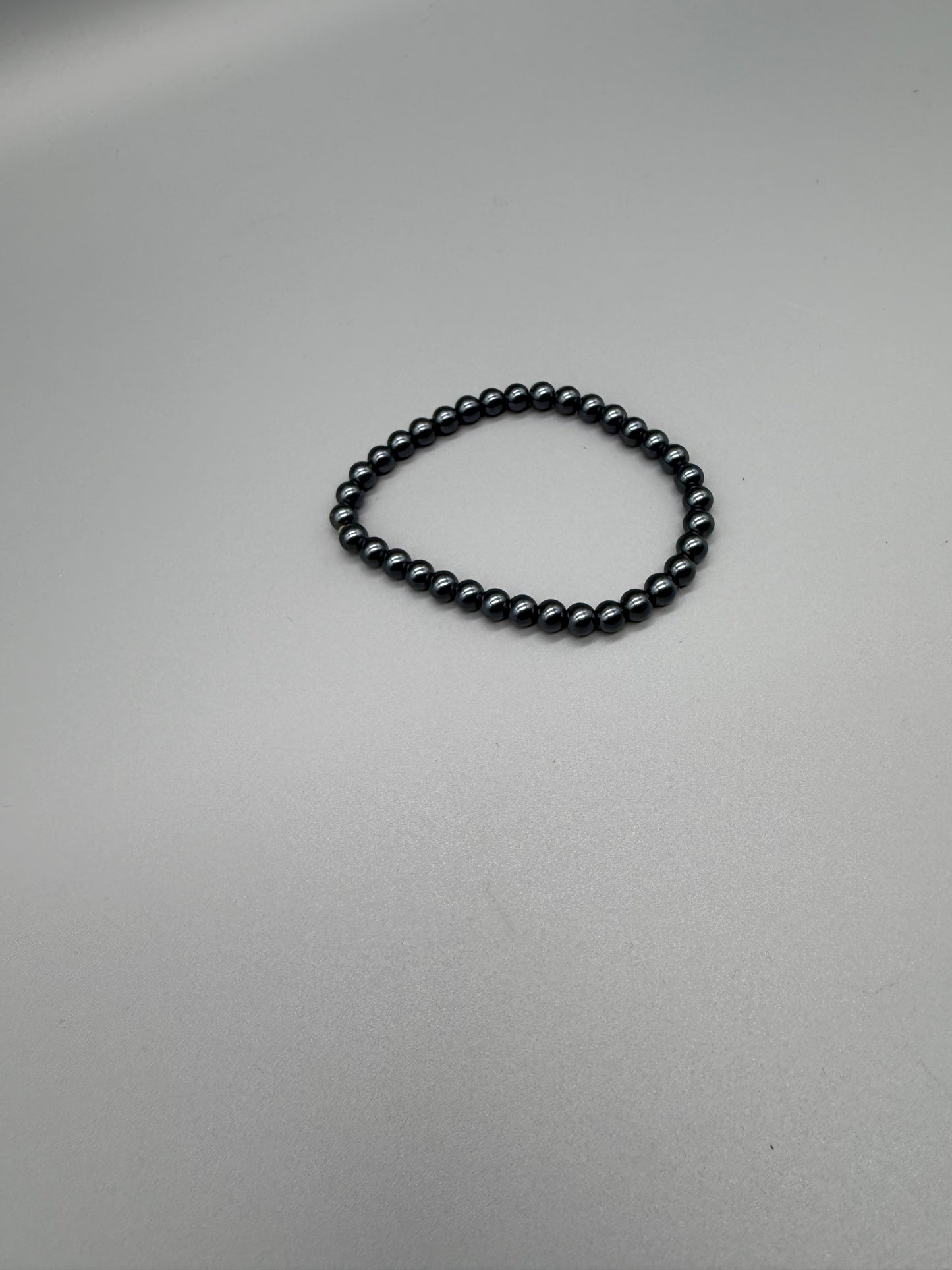 Vintage Metallic Hematite Style Beaded Bracelet - Gunmetal / All Black