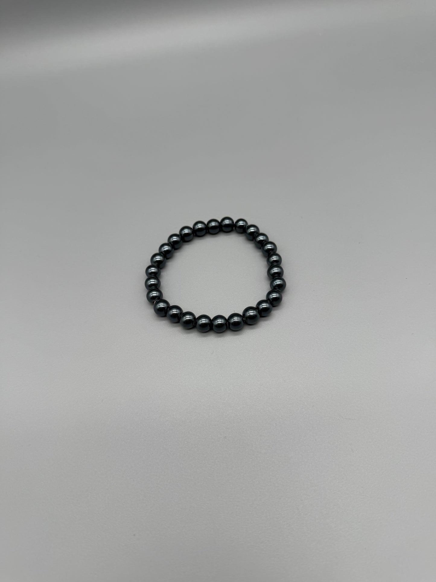 Cyber Grunge Metallic Pearl Beaded Bracelet - Gunmetal All Black
