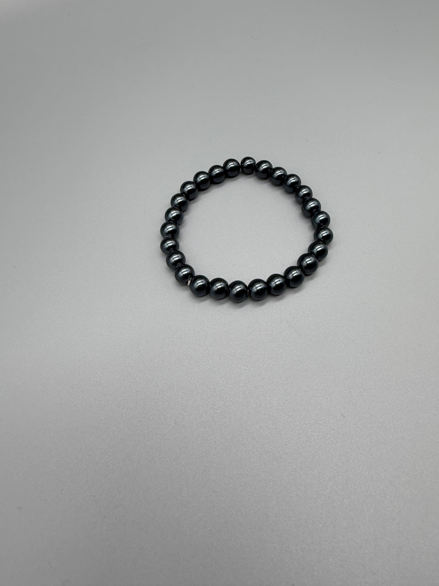 Cyber Grunge Metallic Pearl Beaded Bracelet - Gunmetal All Black