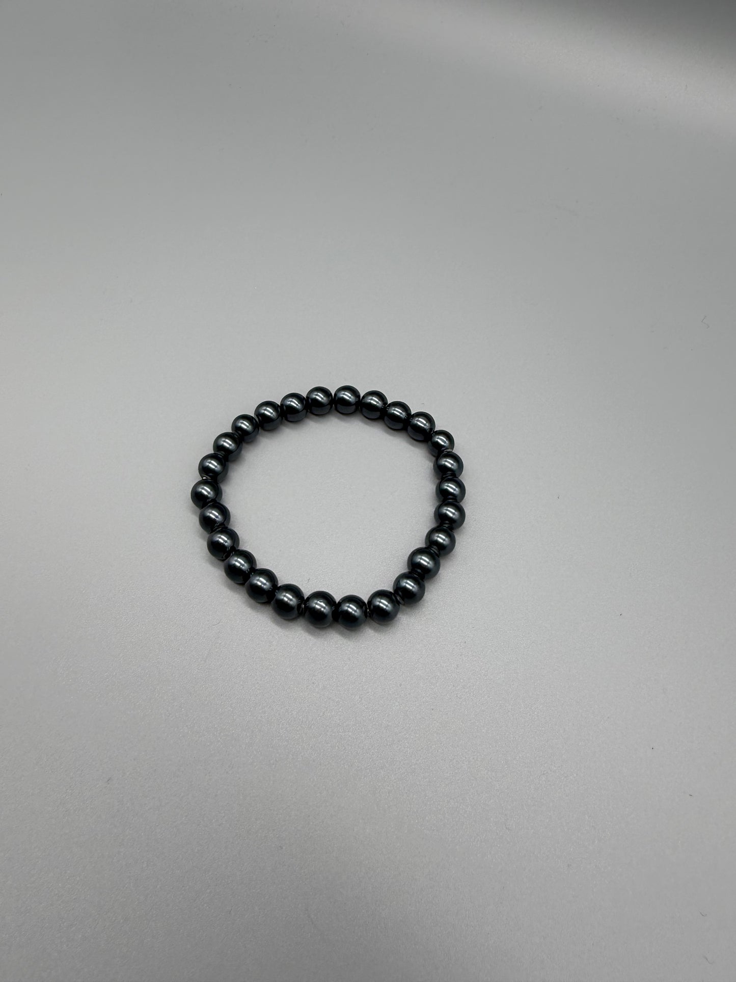 Cyber Grunge Metallic Pearl Beaded Bracelet - Gunmetal All Black