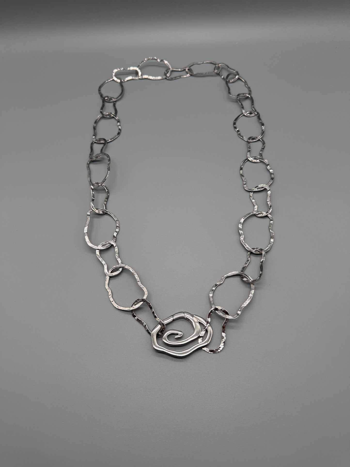 Pierre Lang Statement Organic Spiral Chain Belt / Necklace – Silver / Y2K Cyber Grunge Aesthetic