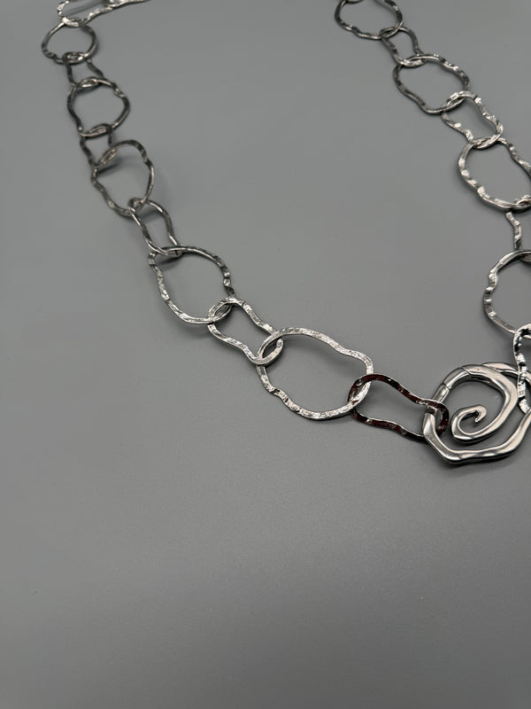 Pierre Lang Statement Organic Spiral Chain Belt / Necklace – Silver / Y2K Cyber Grunge Aesthetic