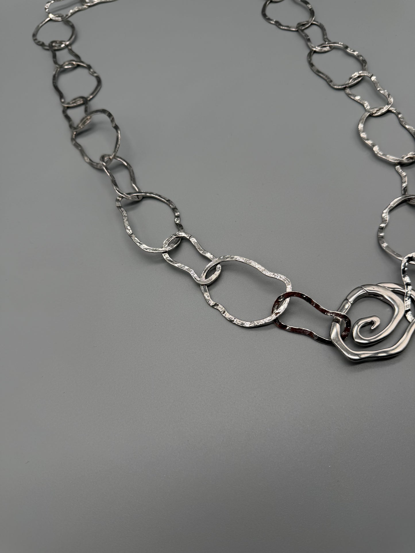 Pierre Lang Statement Organic Spiral Chain Belt / Necklace – Silver / Y2K Cyber Grunge Aesthetic