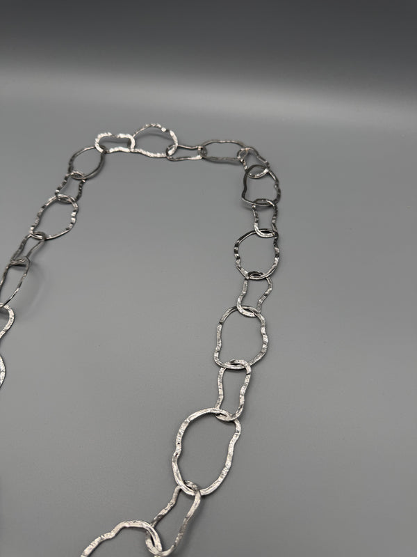 Pierre Lang Statement Organic Spiral Chain Belt / Necklace – Silver / Y2K Cyber Grunge Aesthetic