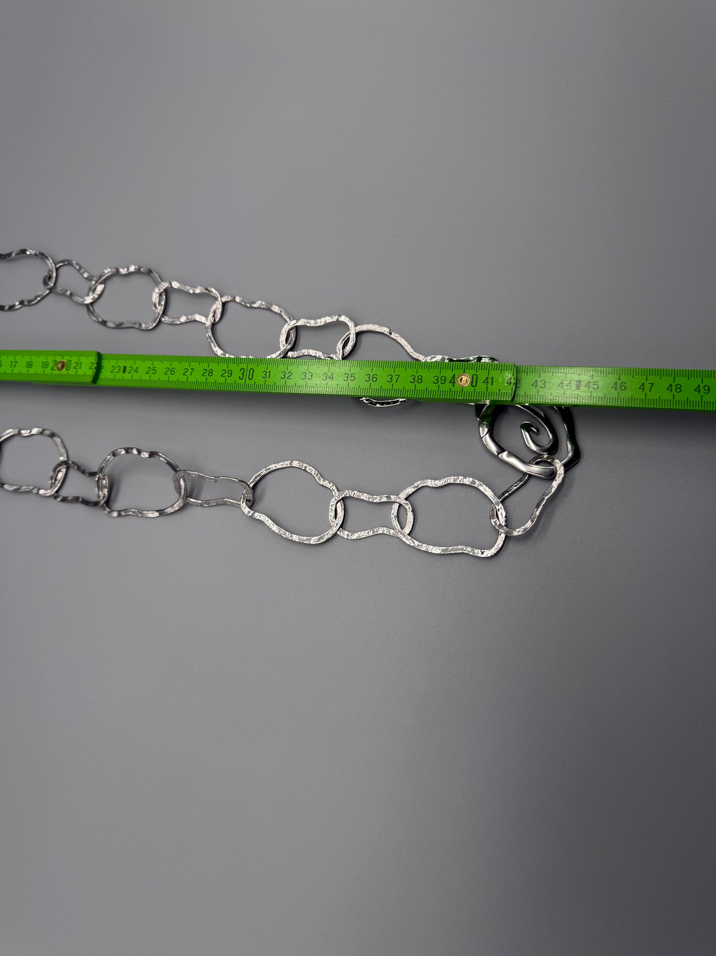 Pierre Lang Statement Organic Spiral Chain Belt / Necklace – Silver / Y2K Cyber Grunge Aesthetic