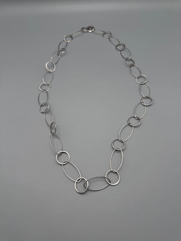 Pierre Lang Statement Chain Belt / Necklace - Silver Cyber Oval Links