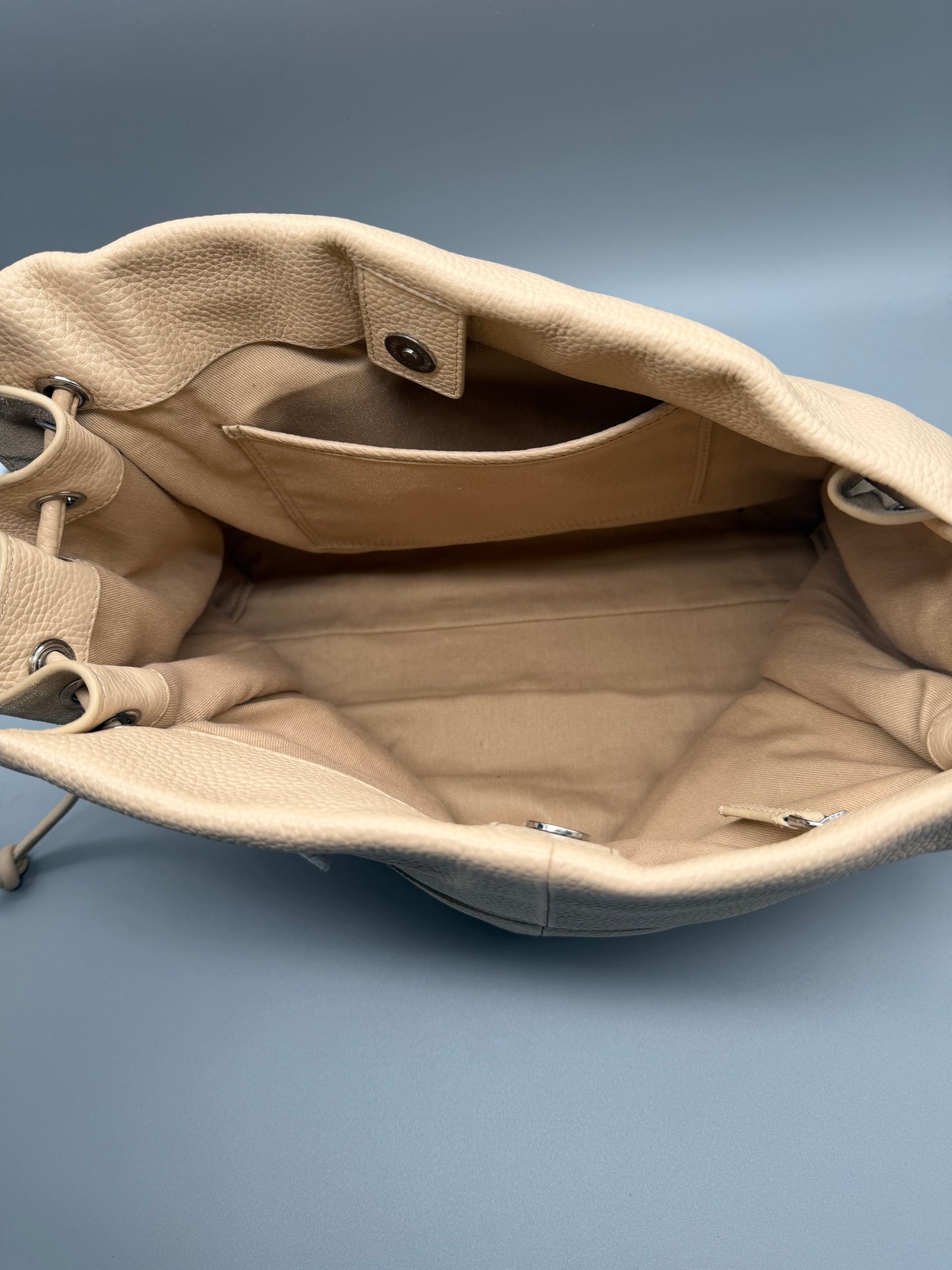 Indian Cobbler "Beige Leather" Slouchy Hobo Shoulder Bag - Clean Minimalist Y2K Vibe