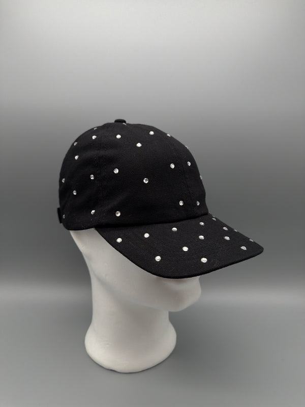 Candies Y2K Rhinestone Studded Glam Cap - All Black / Cyber Sparkle