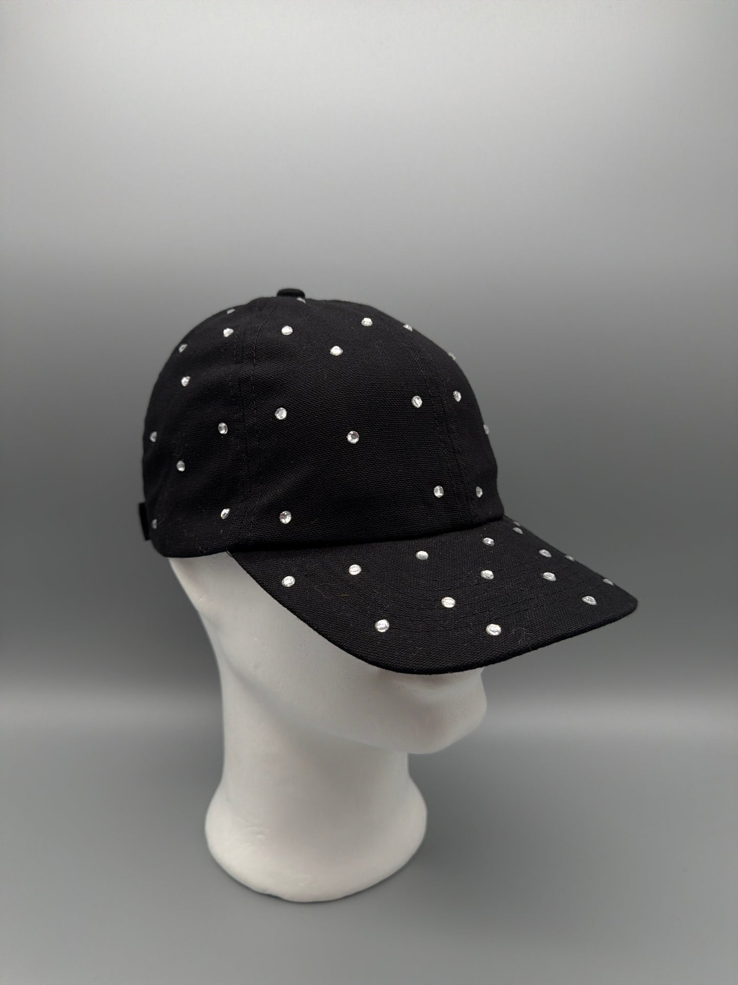 Candies Y2K Rhinestone Studded Glam Cap - All Black / Cyber Sparkle